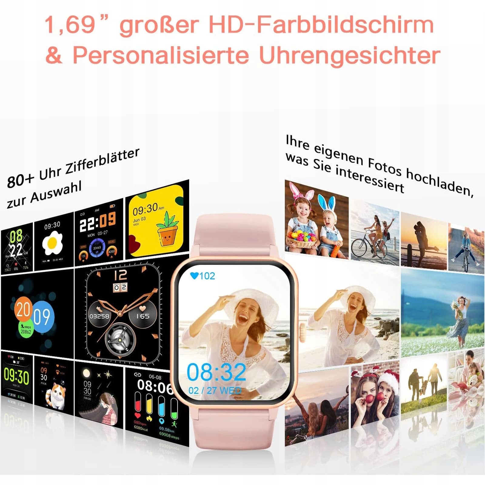 Smartwatch R3 Pro 25 Sports Modes 1,69 Inch Color pink