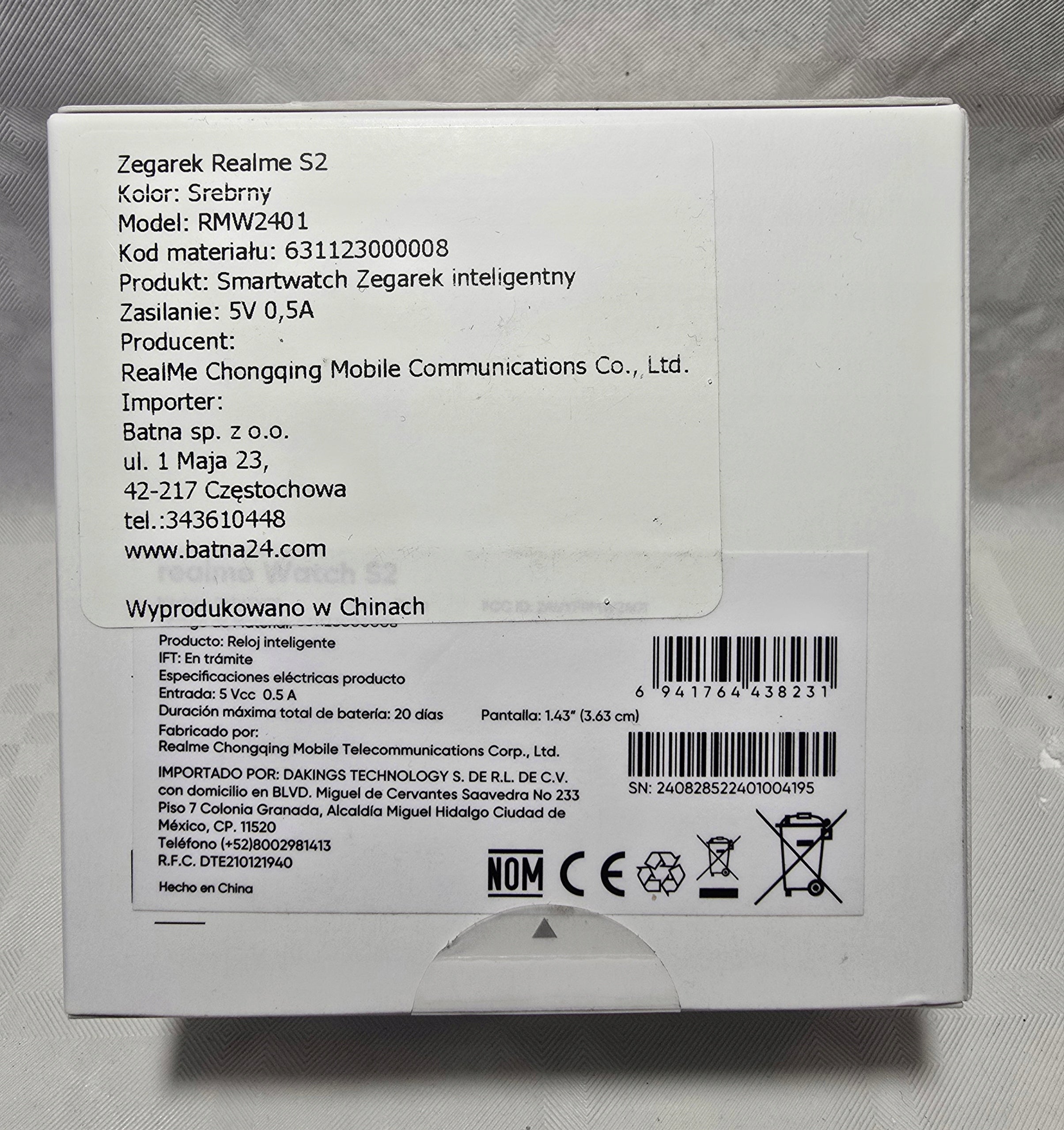 Smartwatch Realme Watch S2 Silver IP68 Packaging status original