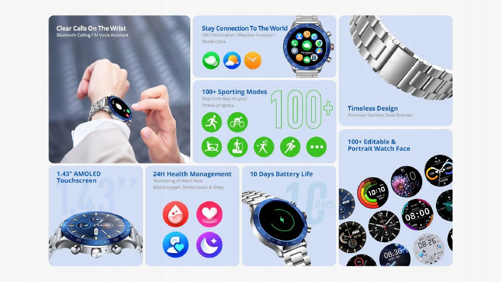 Smartwatch Riversong Motive 9 Max steel bracelet AMoled IP68 Smartband Packaging status original