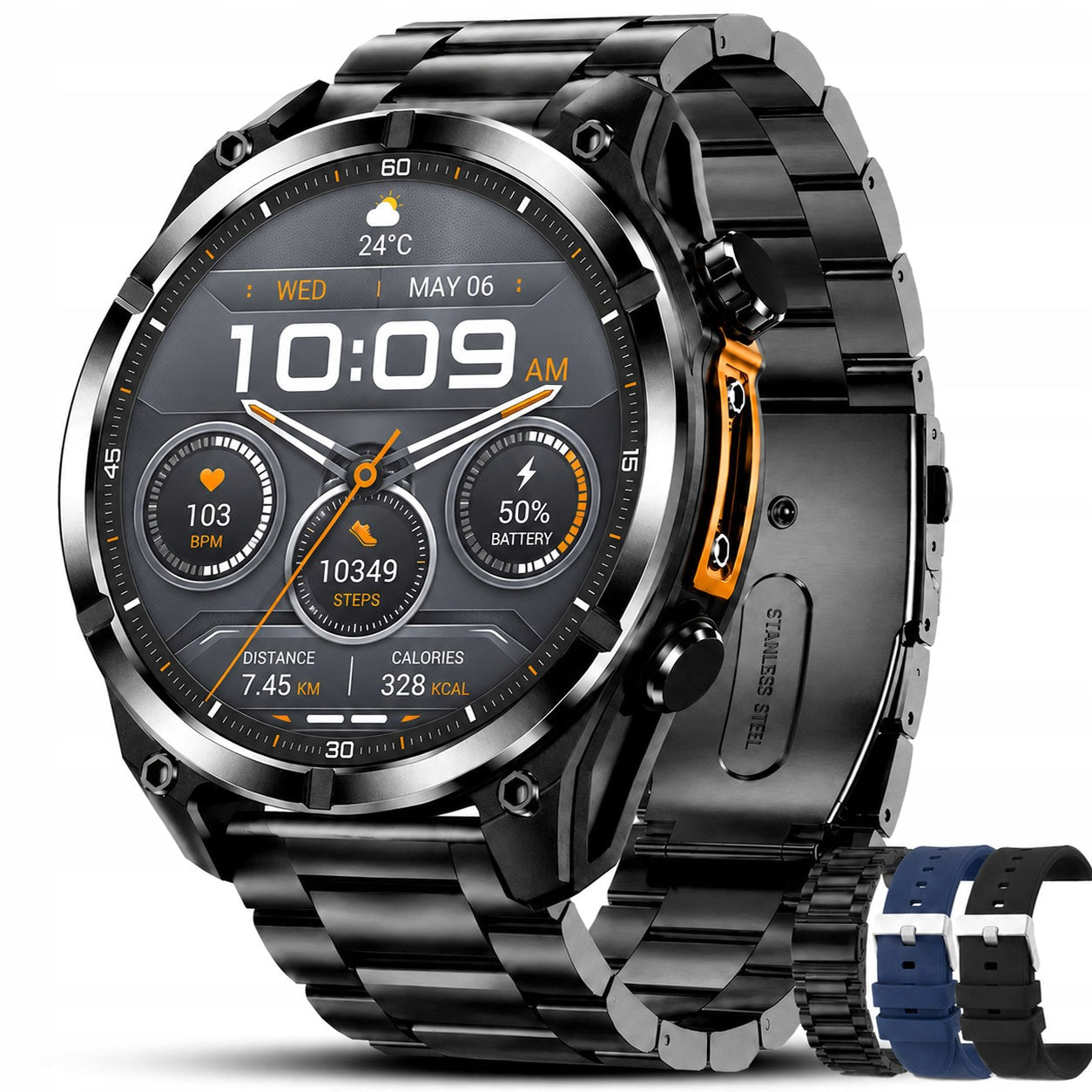 Smartwatch Sports AMOLED Talk BT Compass Barometer Chat AI 3 Straps