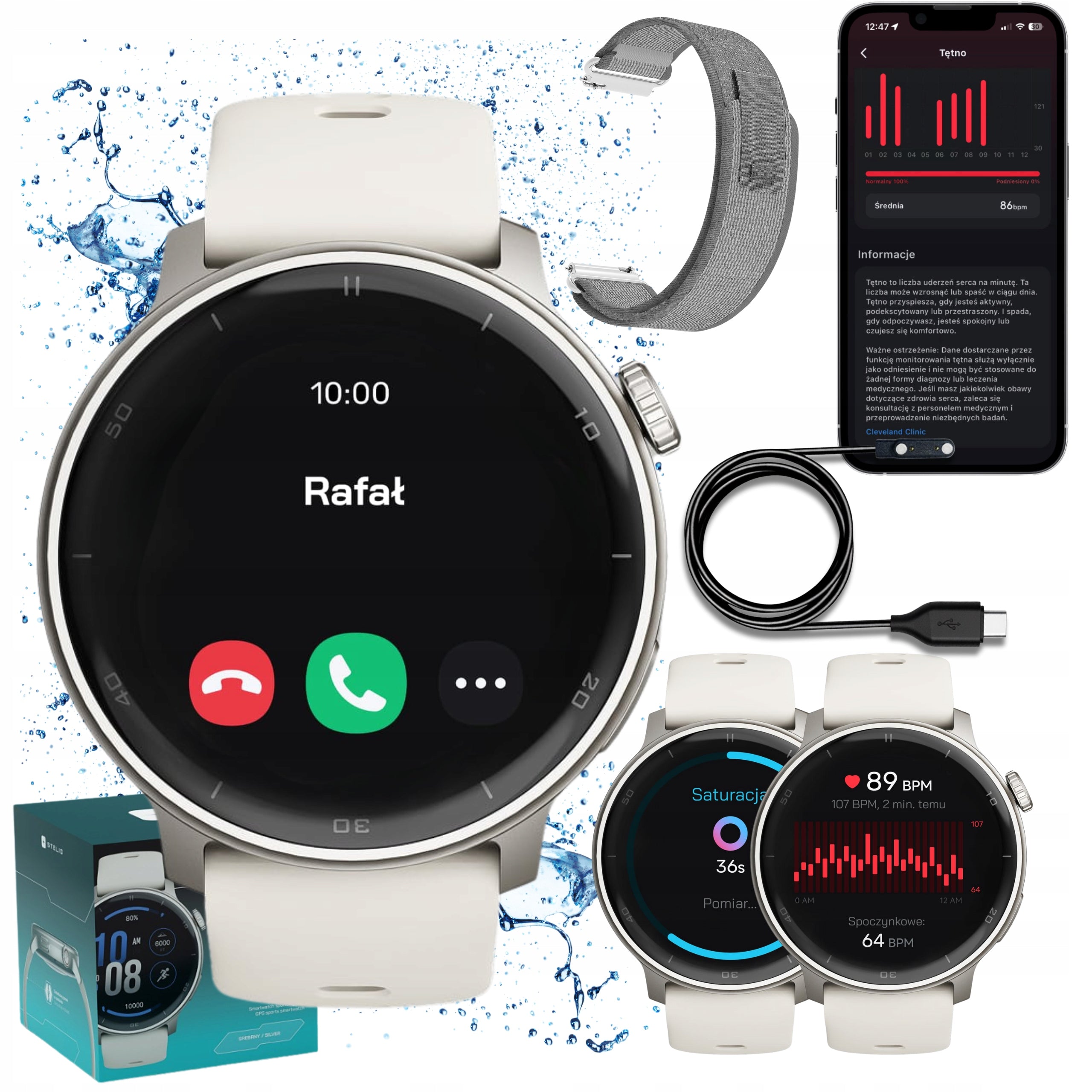 Smartwatch Sports Watch AI Aluminium AMOLED Silver 3 ATM TALK