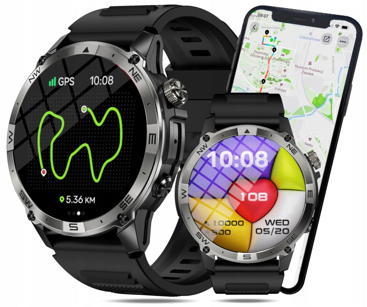 Smartwatch WENOM GPS waterproof AMOLED talk screen pedometer heart rate monitor