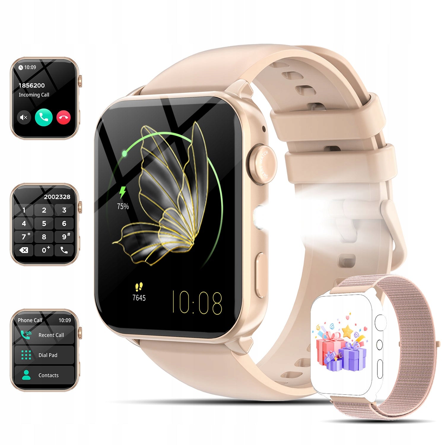 Smartwatch Waterproof Women's Watch 6-Day batteryCalls Period Alert Pl menu