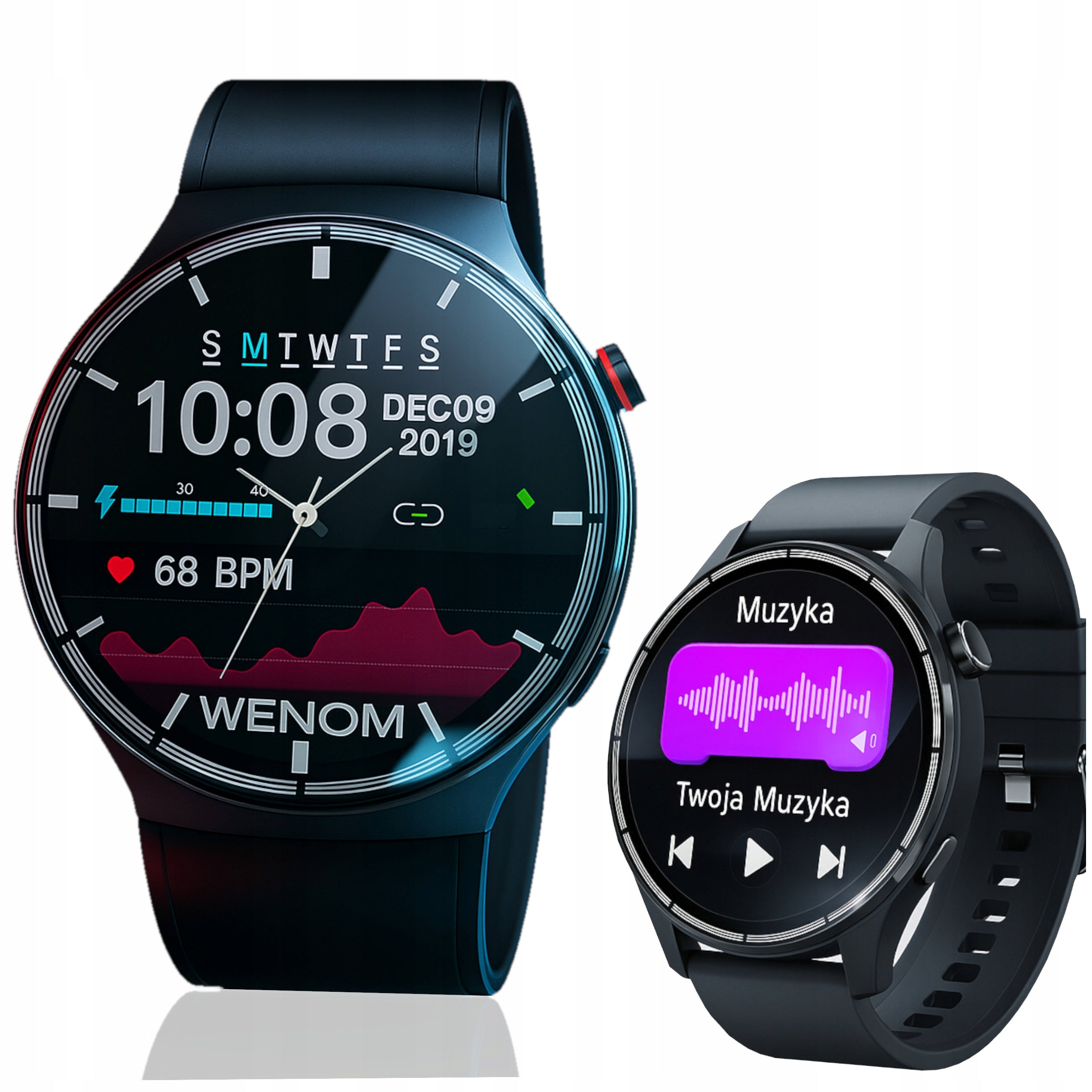 Smartwatch Wenom GTS-49 AMOLED 1GB BT Music Headphones Steps Pulse Pressure