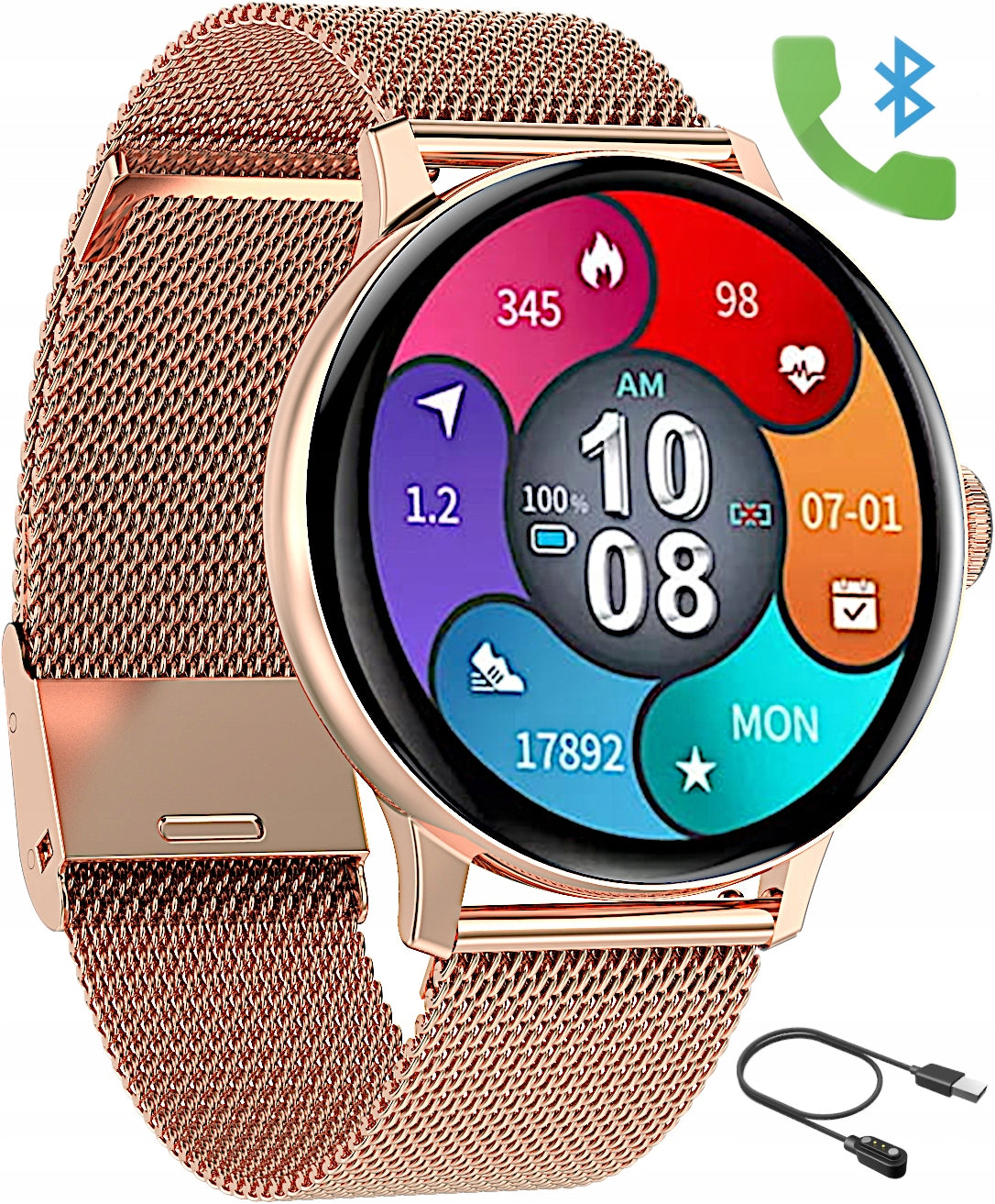 Smartwatch Women Conversation Menu PL SMS FB MSG Health Monitor GW330