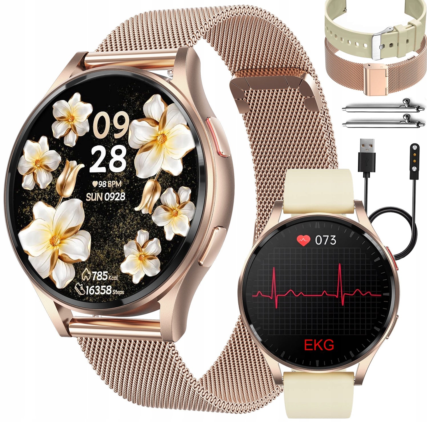 Smartwatch Women's ECG Glucose HRV BMI AMOLED BLOOD PRESSURE MONITOR CONVERSATION