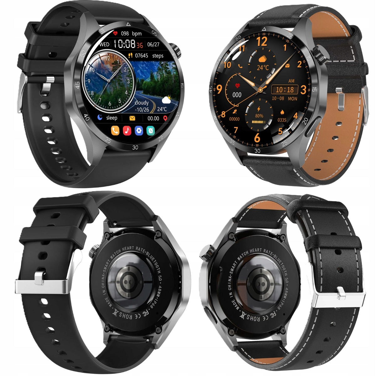 Smartwatch Women's Glucose Talk Pulse Pressure Two Straps + Headphones Packaging status original