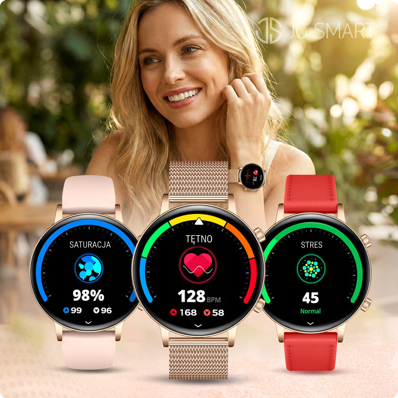 Smartwatch Women's WATERPROOF CONVERSATION HEALTH SPORT MENU PL + 4 stripes GOLD Packaging status original