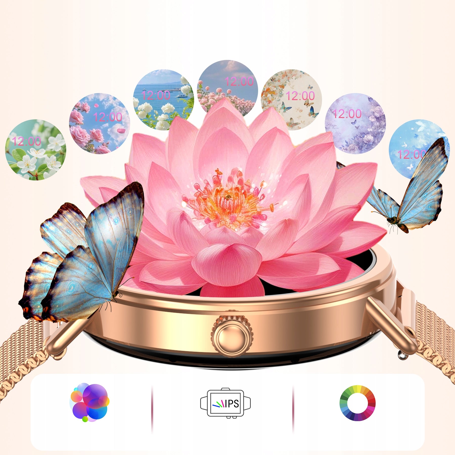 Smartwatch Women's Watch 1.26'' Waterproof Gold Calls Sport Blood Pressure Manufacturer code AG-R30max-Dblack