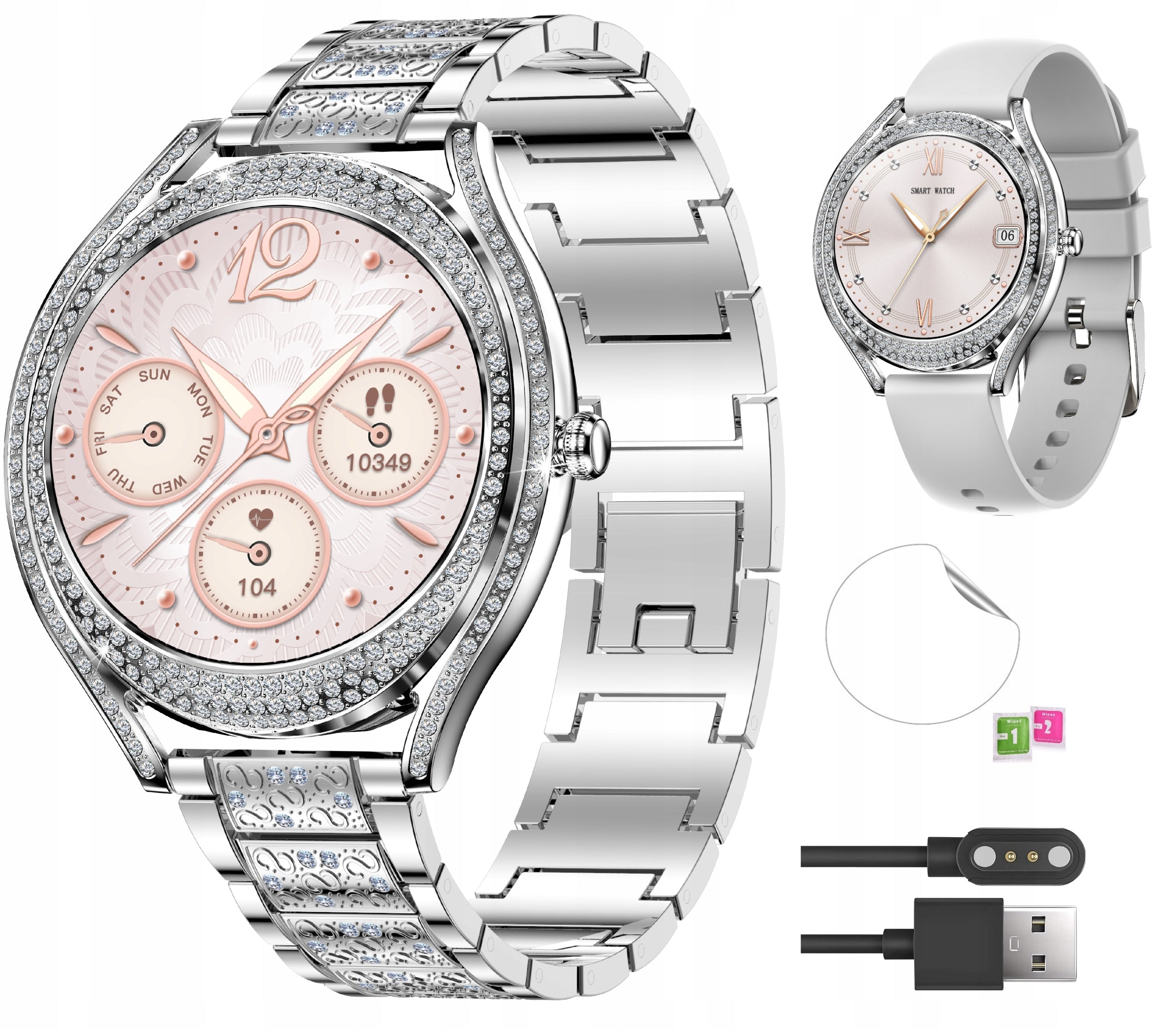 Smartwatch Women's Watch Elegant Fashionable Silver CONVERSATION SPORT 2 stripes PL