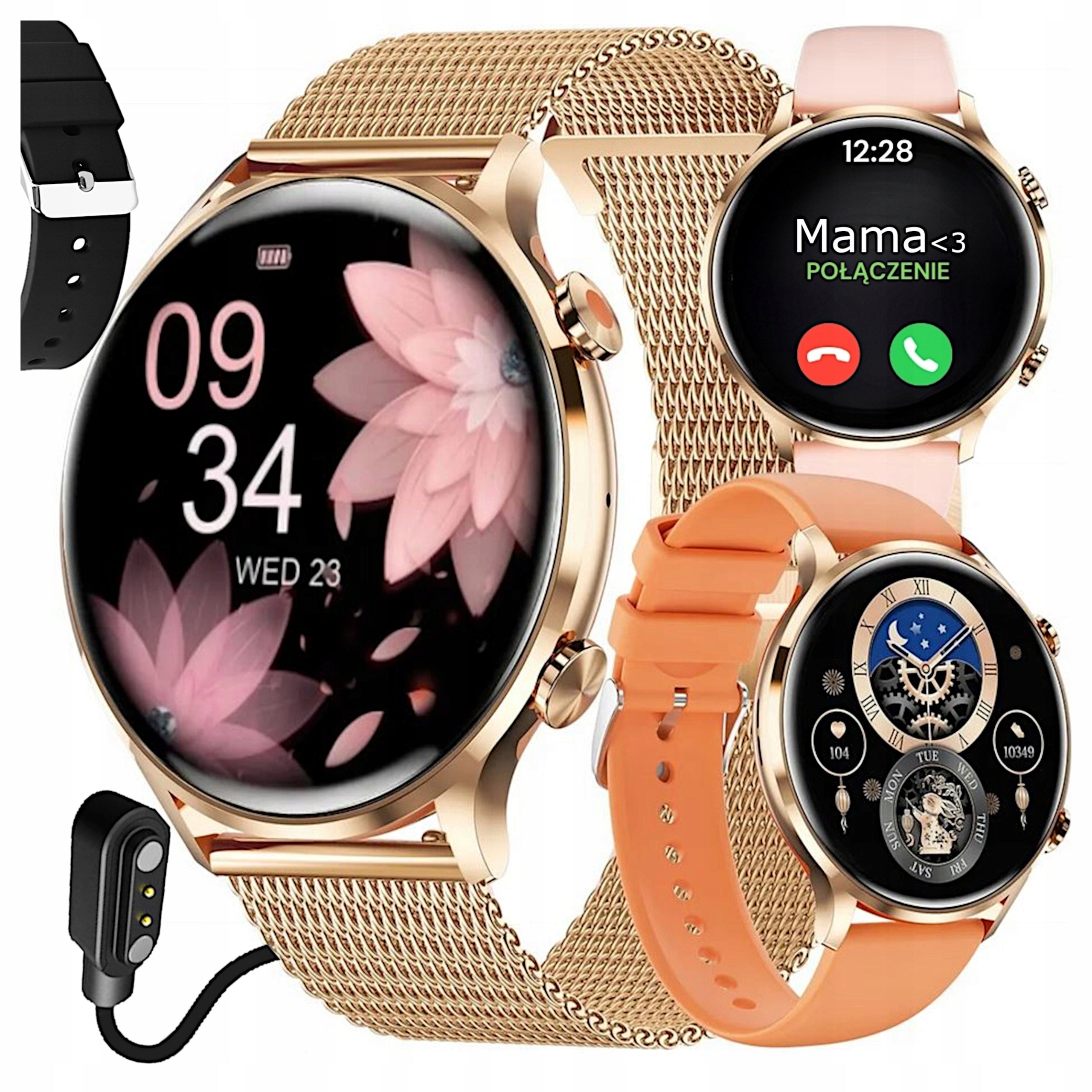 Smartwatch Women's Watch Waterproof Menu PL Talk Smart Watch + 4 Straps