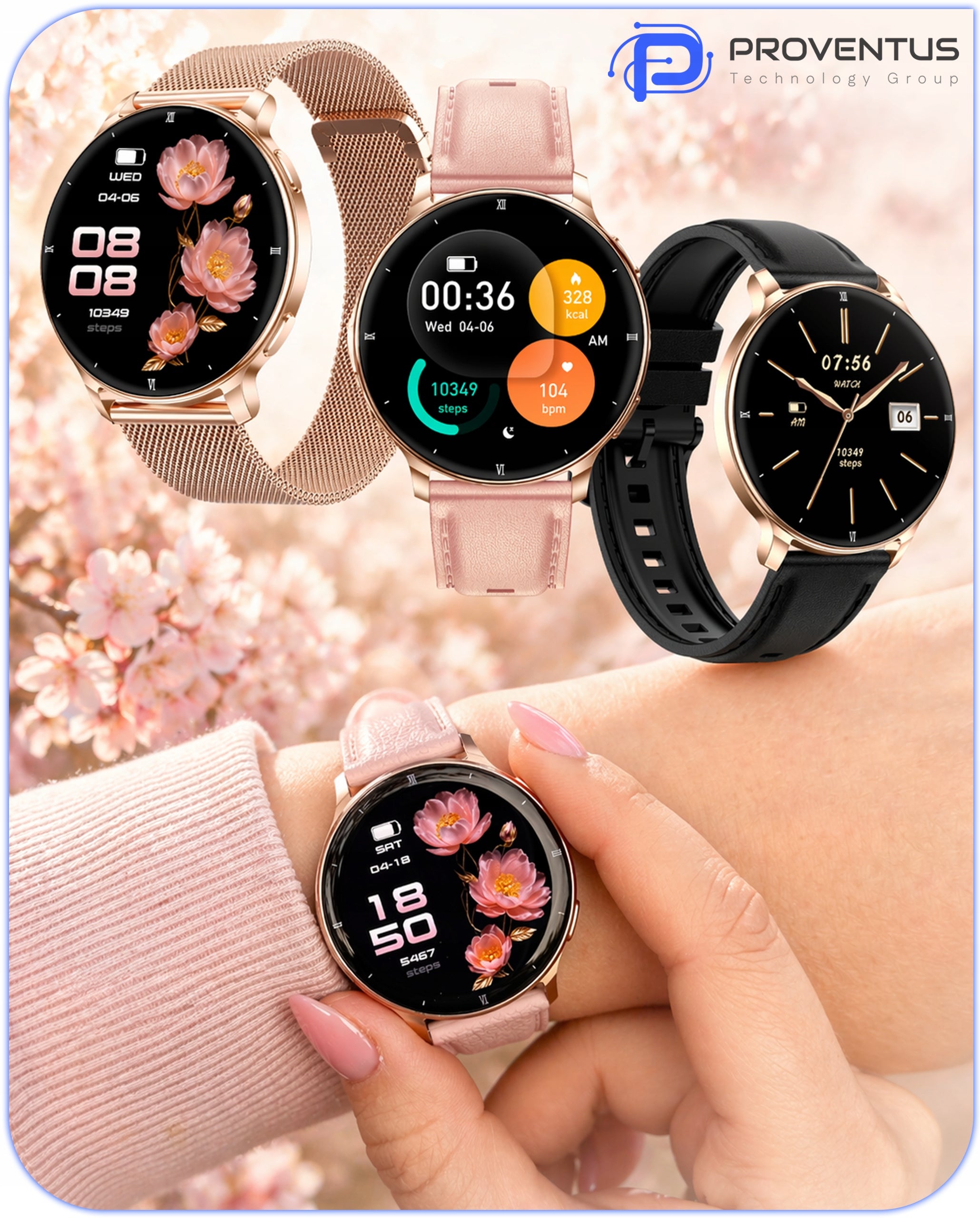 Smartwatch Women's watch WATERPROOF PRESSURE PULSE CONVERSATION MENU PL AMOLED Brand Proventus
