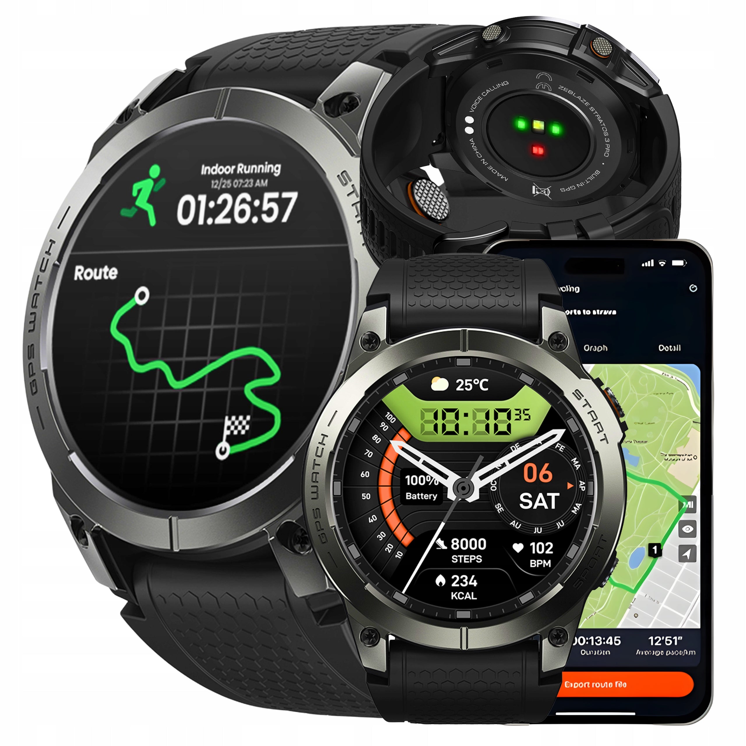 Smartwatch Zeblaze Stratos 3 PRO Conversations Menu PL GPS Watch AMOLED IP68