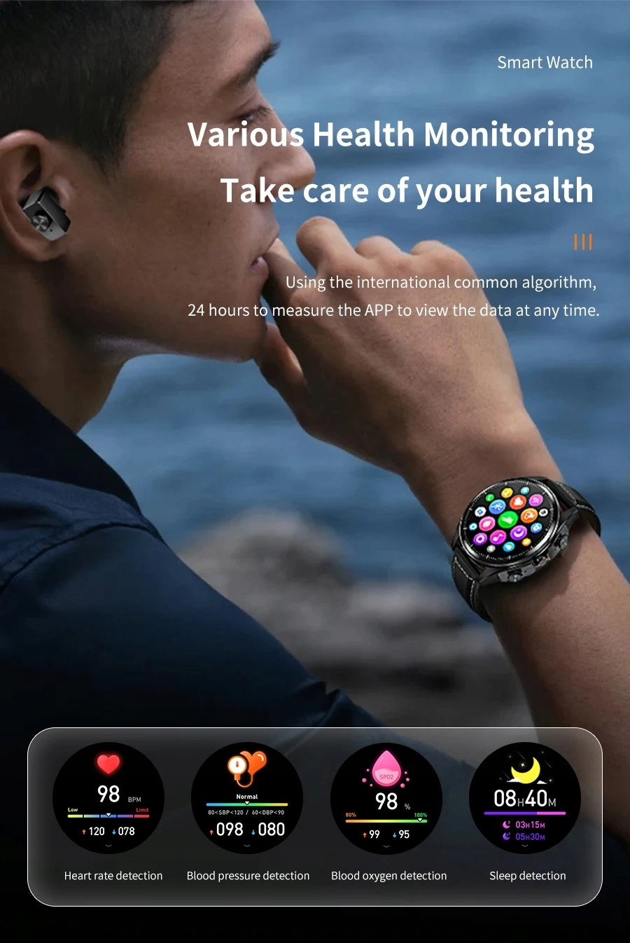 Smartwatch f26 with built-in bluetooth headphones, 4G internal memory Brand no brand