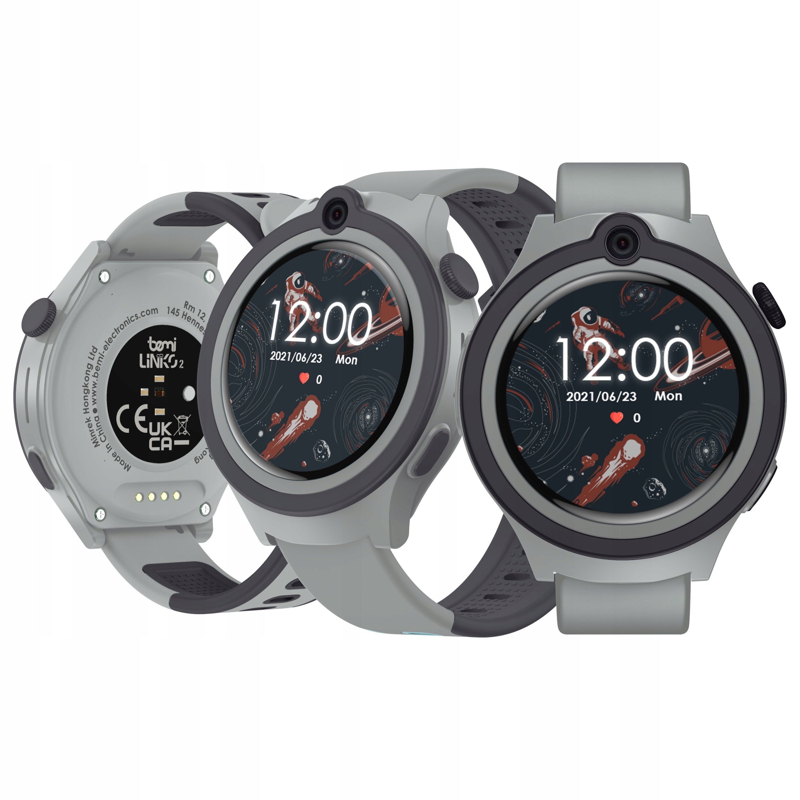 Smartwatch for children Bemi Linko2 4G LTE GPS LBS Heart Rate Thermometer grey