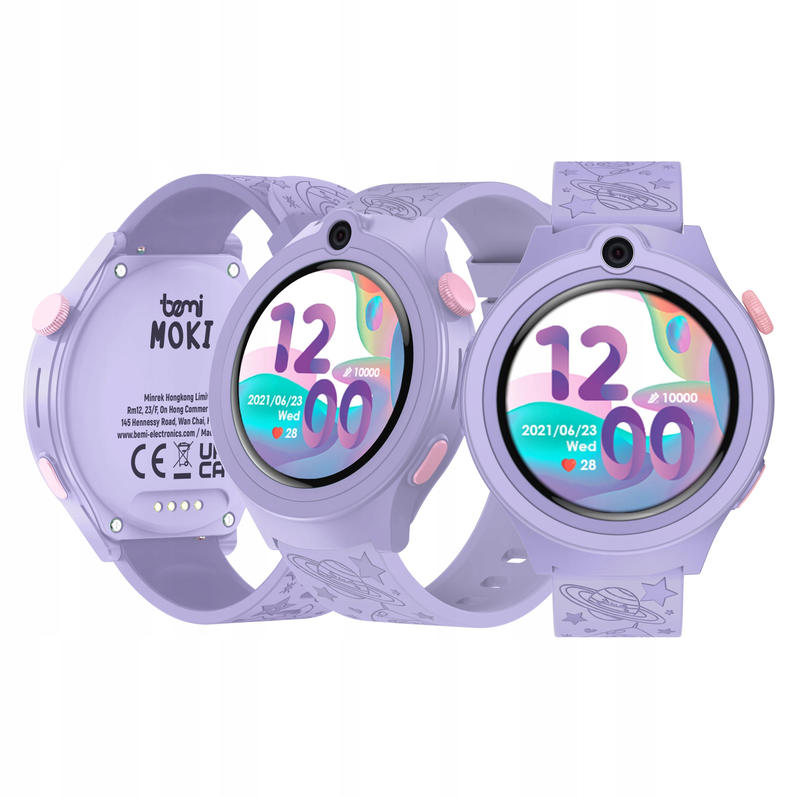 Smartwatch for children Bemi Moki 1.32 inch 360x360 4G LTE GPS LBS purple