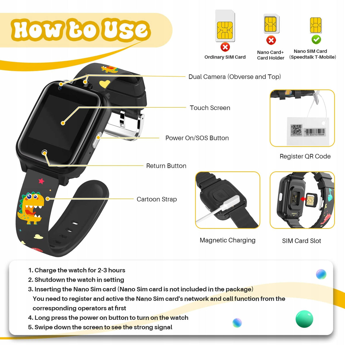 Smartwatch for children OKYUK T13 black