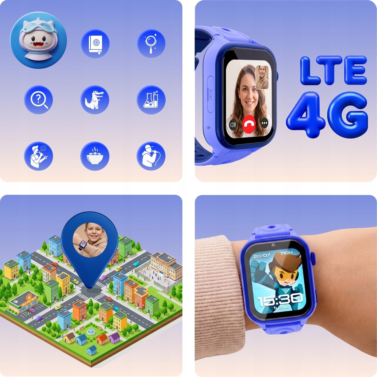 Smartwatch for children boy SIM GPS AI games blue FOREVER BRO + FREEBIE Manufacturer code GSM275170