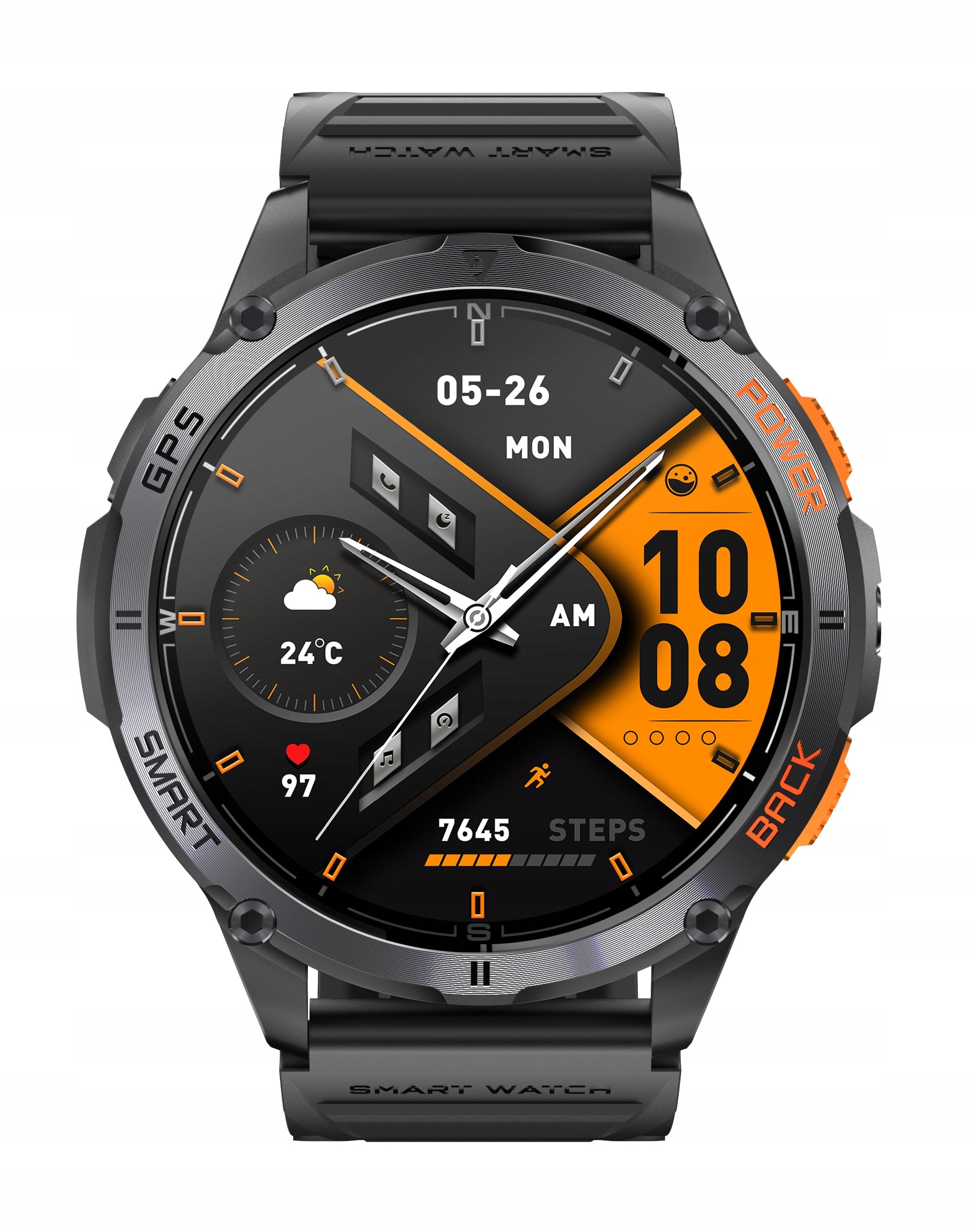Smartwatch functions MENU pl waterproof flashlight GlacierX Orb Black EAN (GTIN) 5907339230403