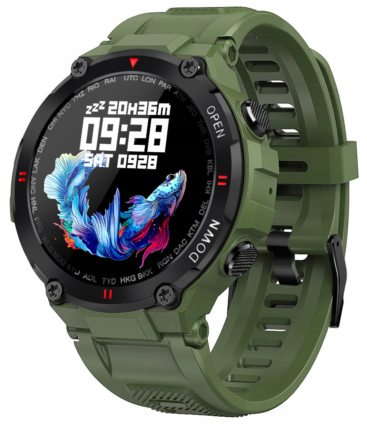Smartwatch men's sports watch functions pulse steps GlacierX Faron Green