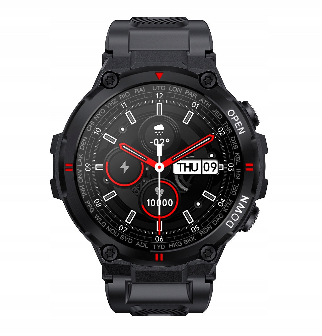 Smartwatch men's sports watch message functions GlacierX Faron Black Manufacturer code GX-FC27