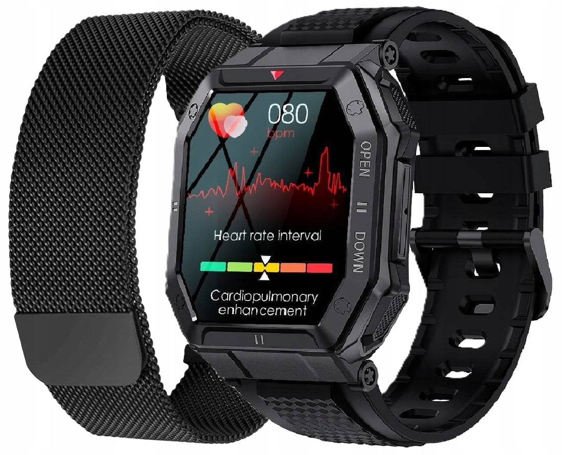 Smartwatch men's watch black features SPORTS SET STRAP + BRACELET