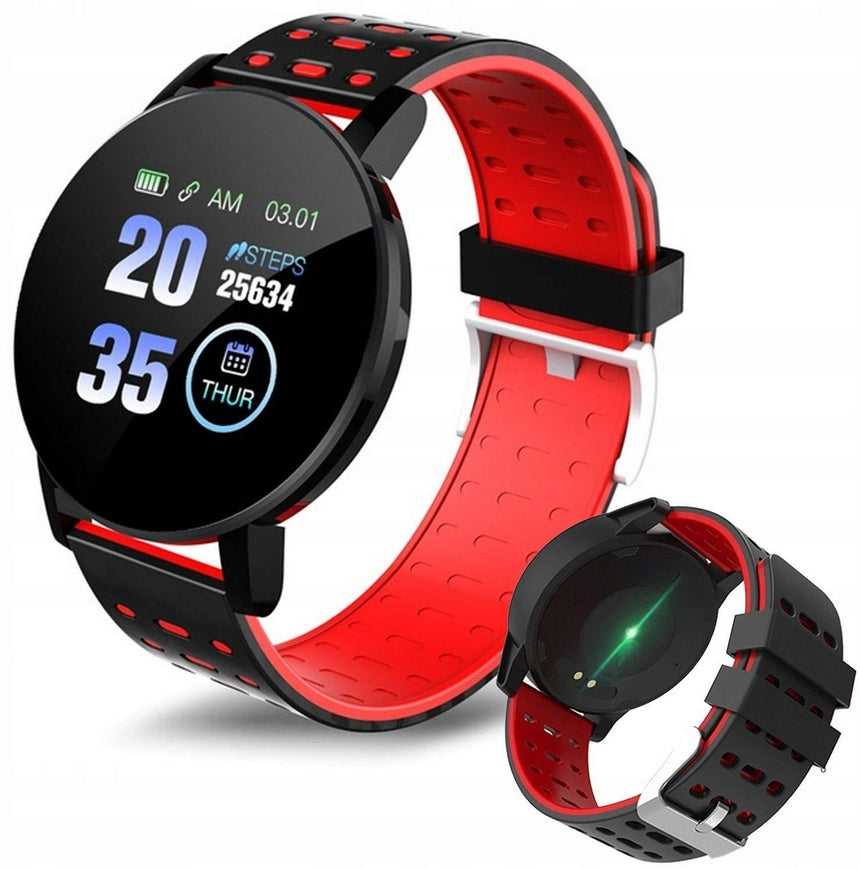 Smartwatch smartband 119s modern elegant everyday black and red