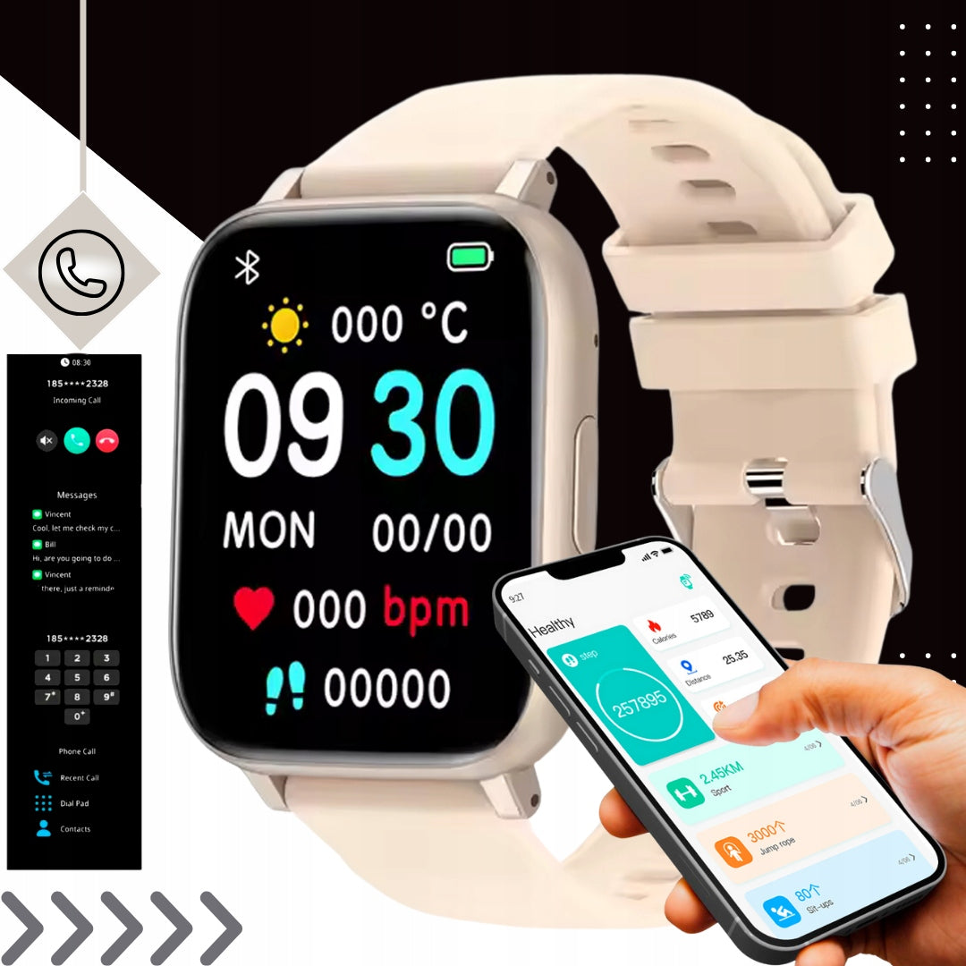 Smartwatch with Bluetooth Talks - Heart Rate Monitor, Sport, Polish Menu, Watch Brand no brand
