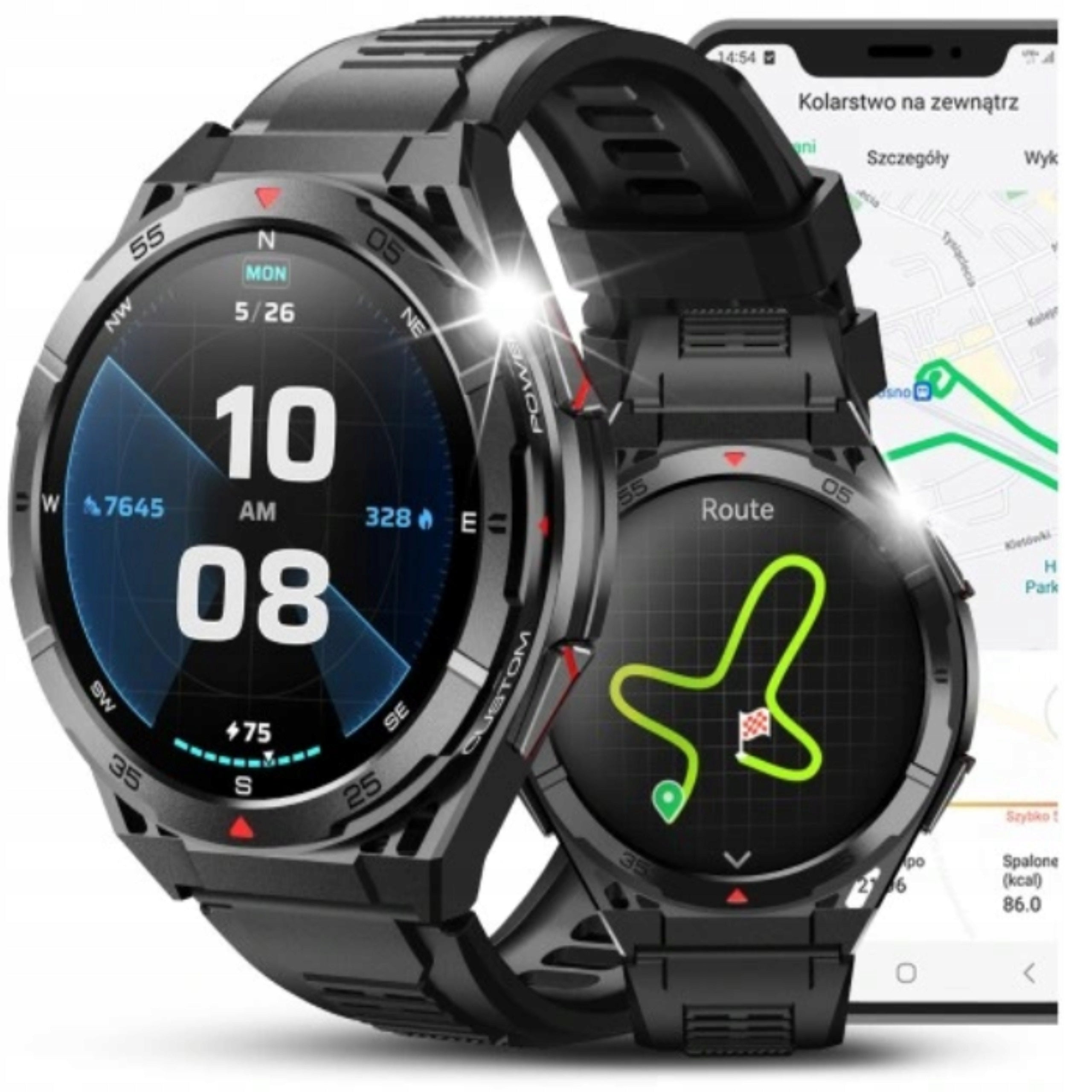 Smartwatch with GPS SMART WATCH MEN'S SPORTS WATCH Measurements Conversation PL MENU Packaging status original