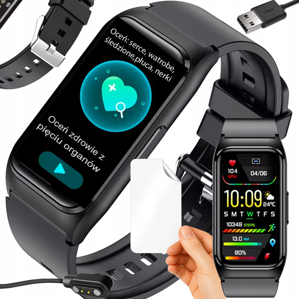 Smartwatch with Glucose Meter - Temperature, Lipids, Uric Acid, Sugar, Heart Rate