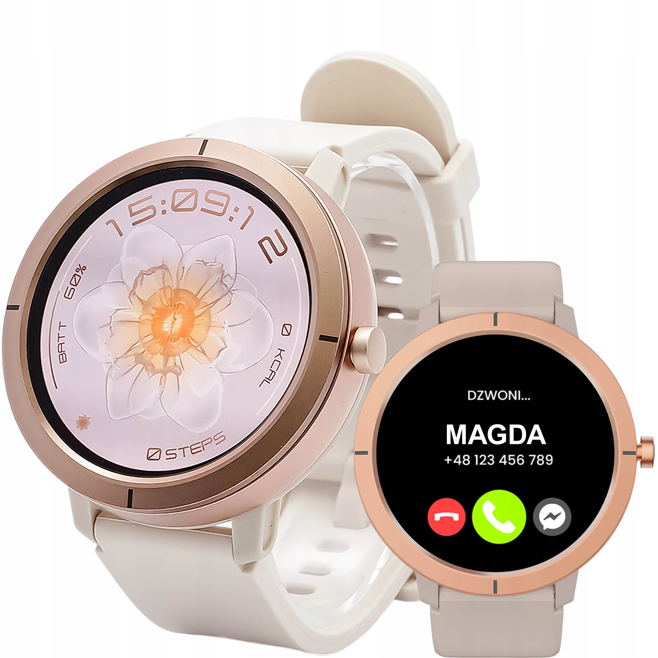 Smartwatch women's gold GPS AMOLED waterproof conversation pulse sport PL menu