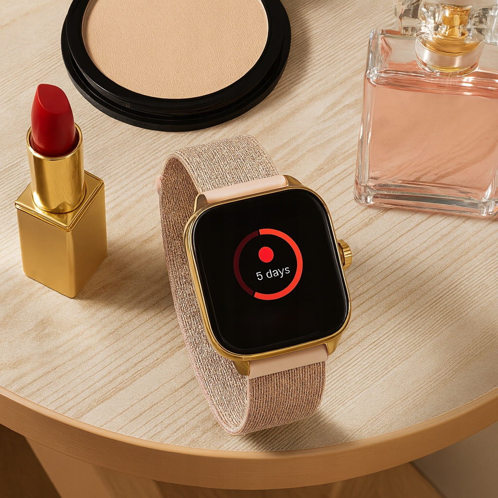 Smartwatch women's gold talk Bluetooth PL menu Watch 5 stripes AMOLED Packaging status original