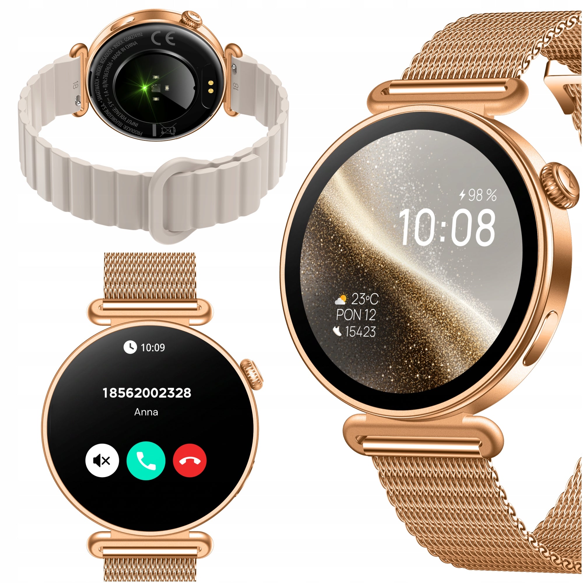 Smartwatch women's watch pink gold with magnetic strap bracelet