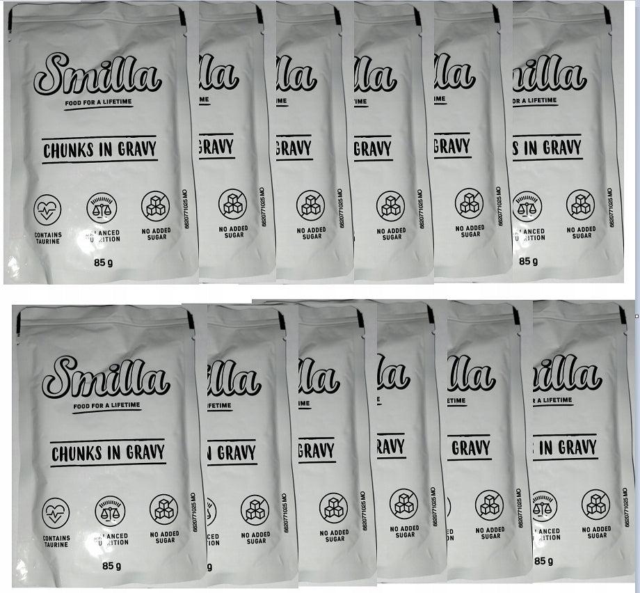 Smilla Sterilised, pieces in sauce with vegetables 12 x 85g TWO FLAVORS