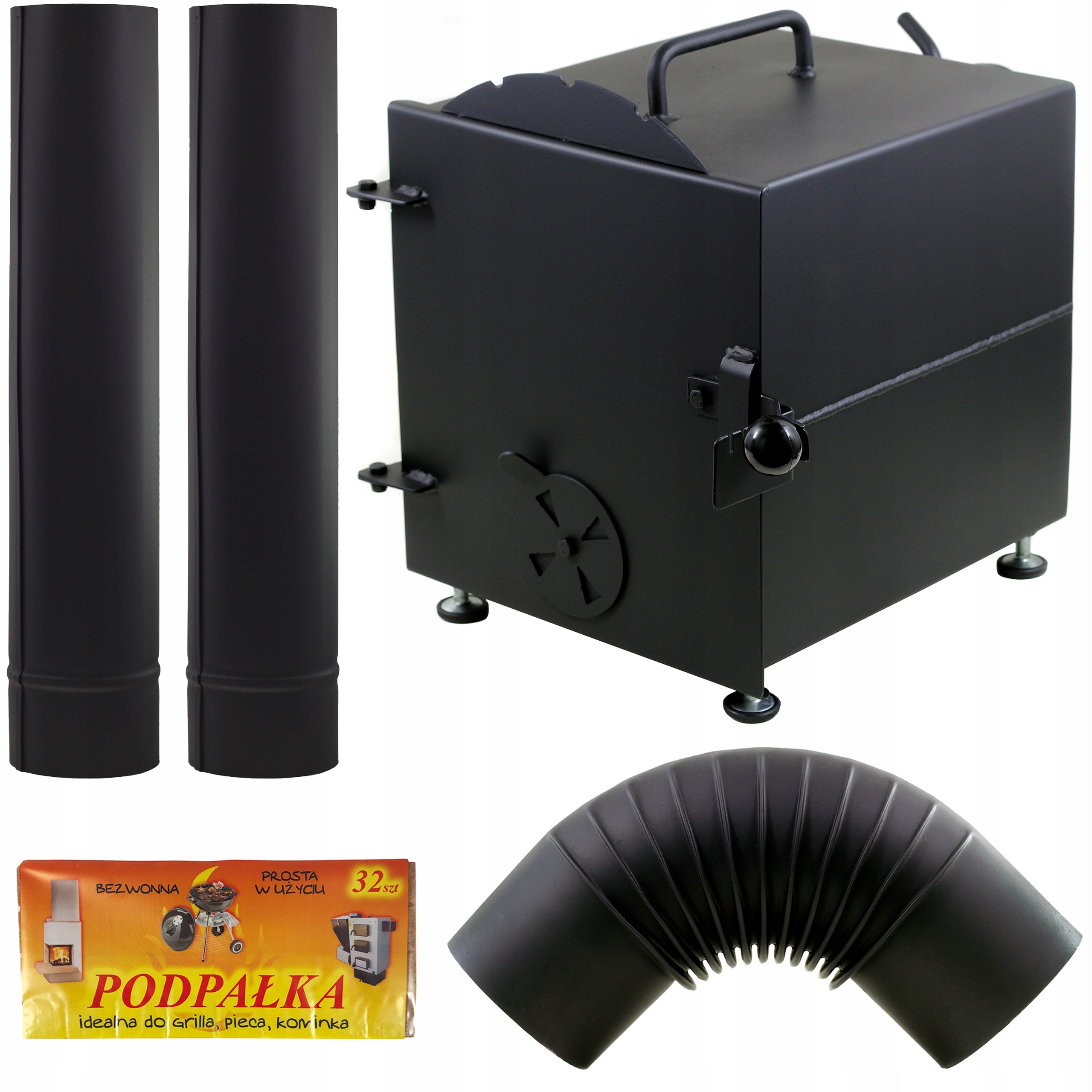 Smokehouse fireplace dryer thick STEEL 2mm + smoke pipes + elbow SET