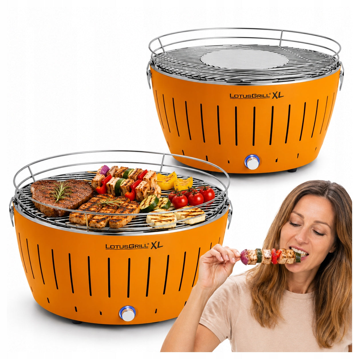 Smokeless Garden Charcoal Grill LotusGrill XL + Mobile Protective Bag