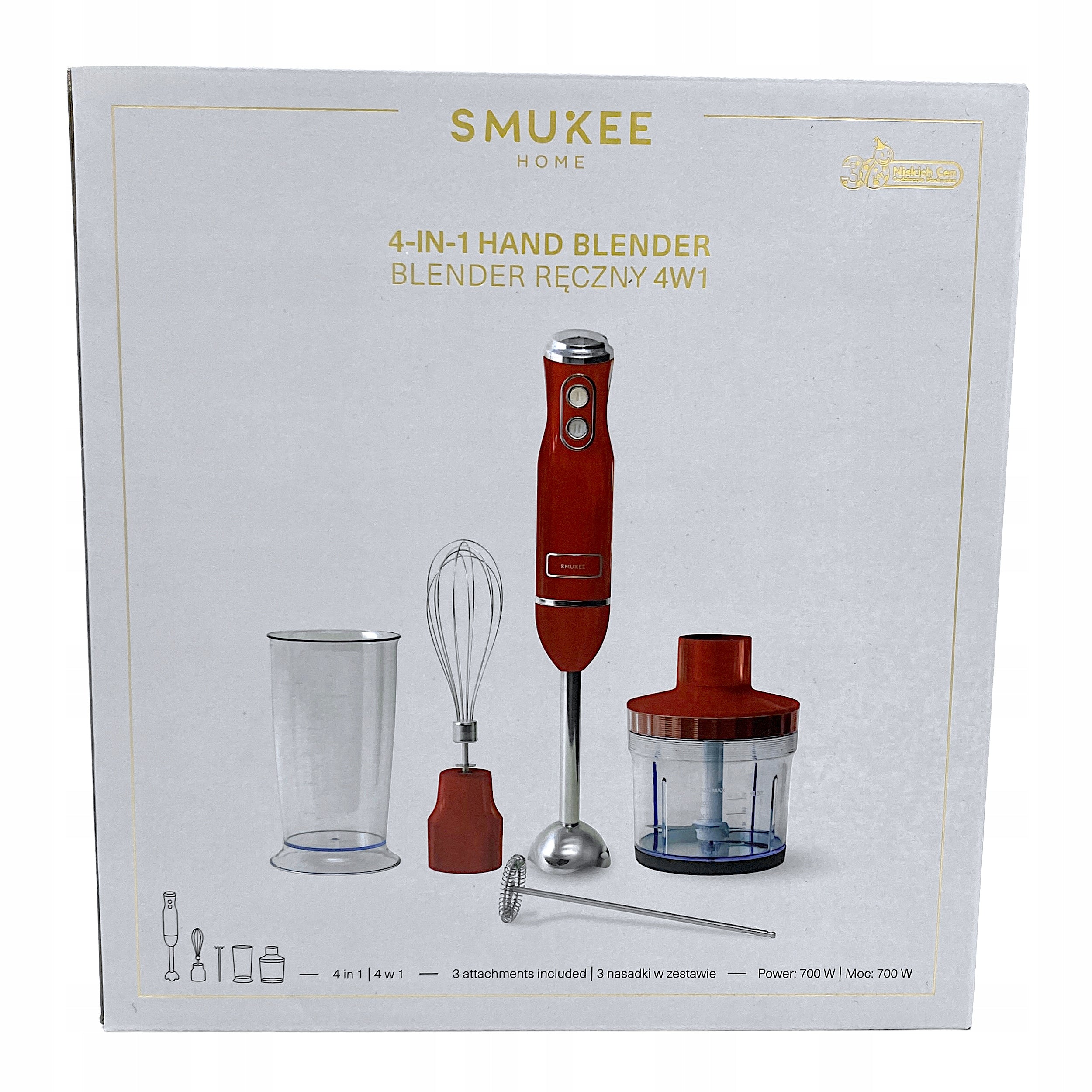 Smukee Vintage Hand Blender 4in1 700W red
