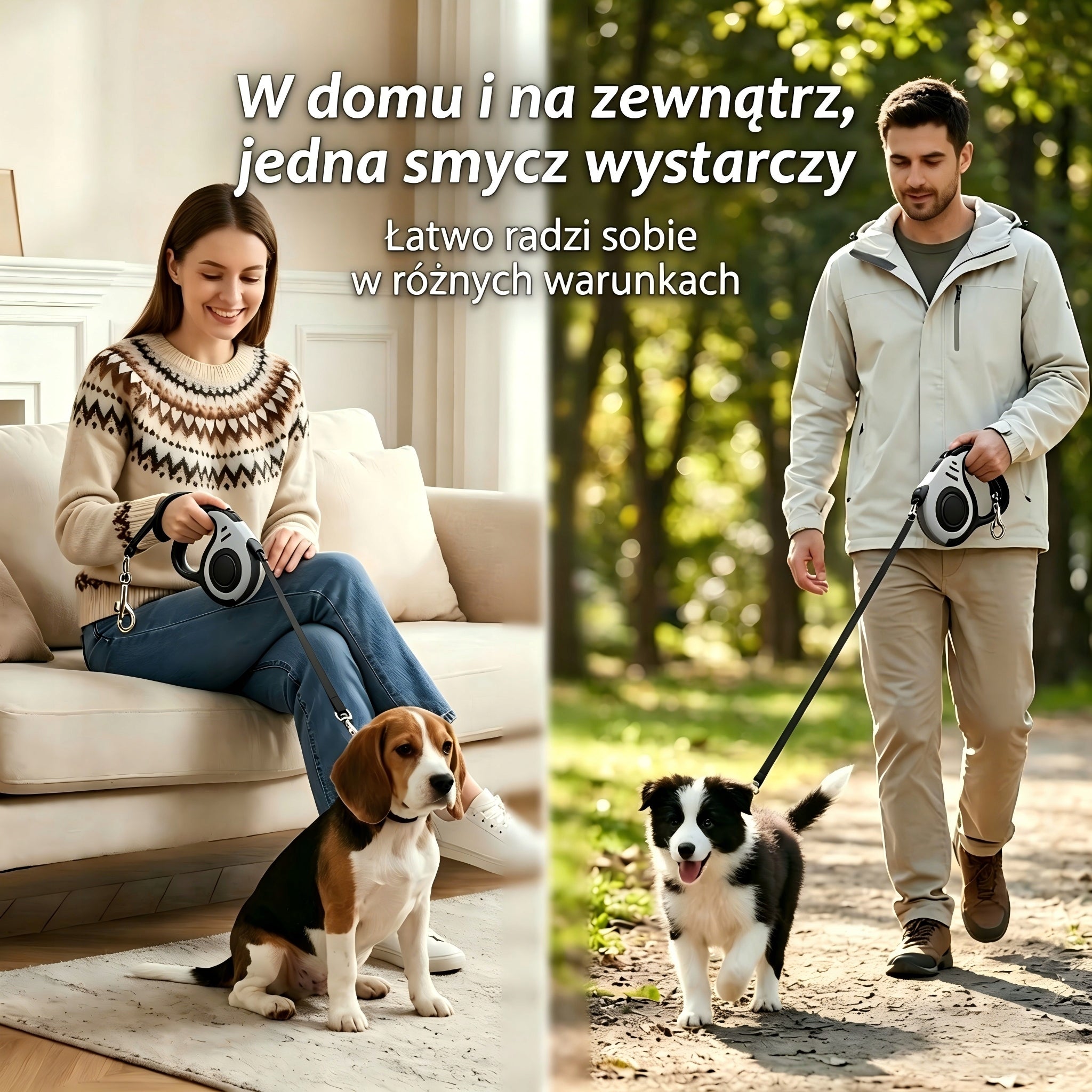 Smycz rozsuwana dla psa 5m - solidna obudowa ABS, antypoślizgowa Type adjustable