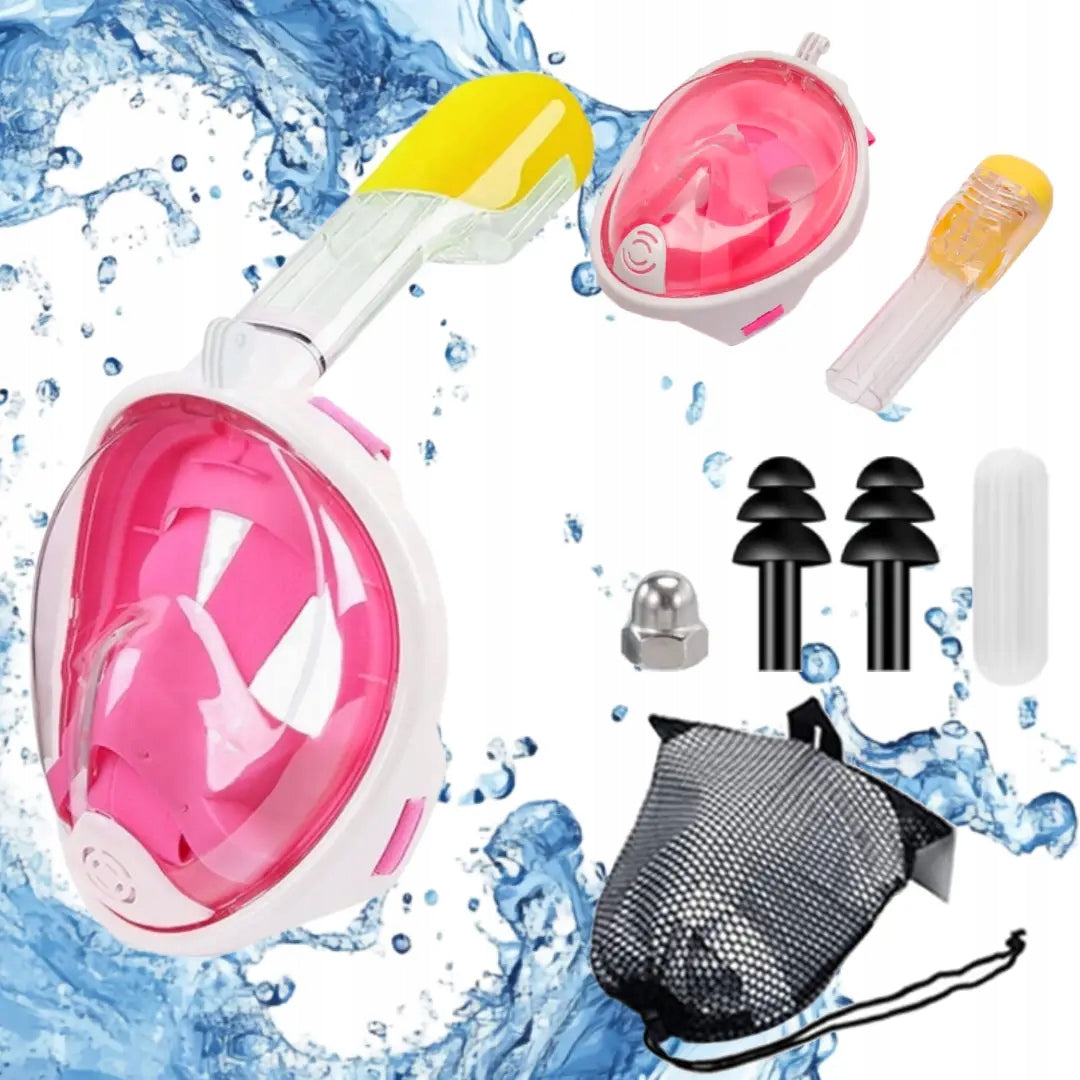 Snorkeling Mask Full Face Diving Mask L/XL Pink + Work Color pink