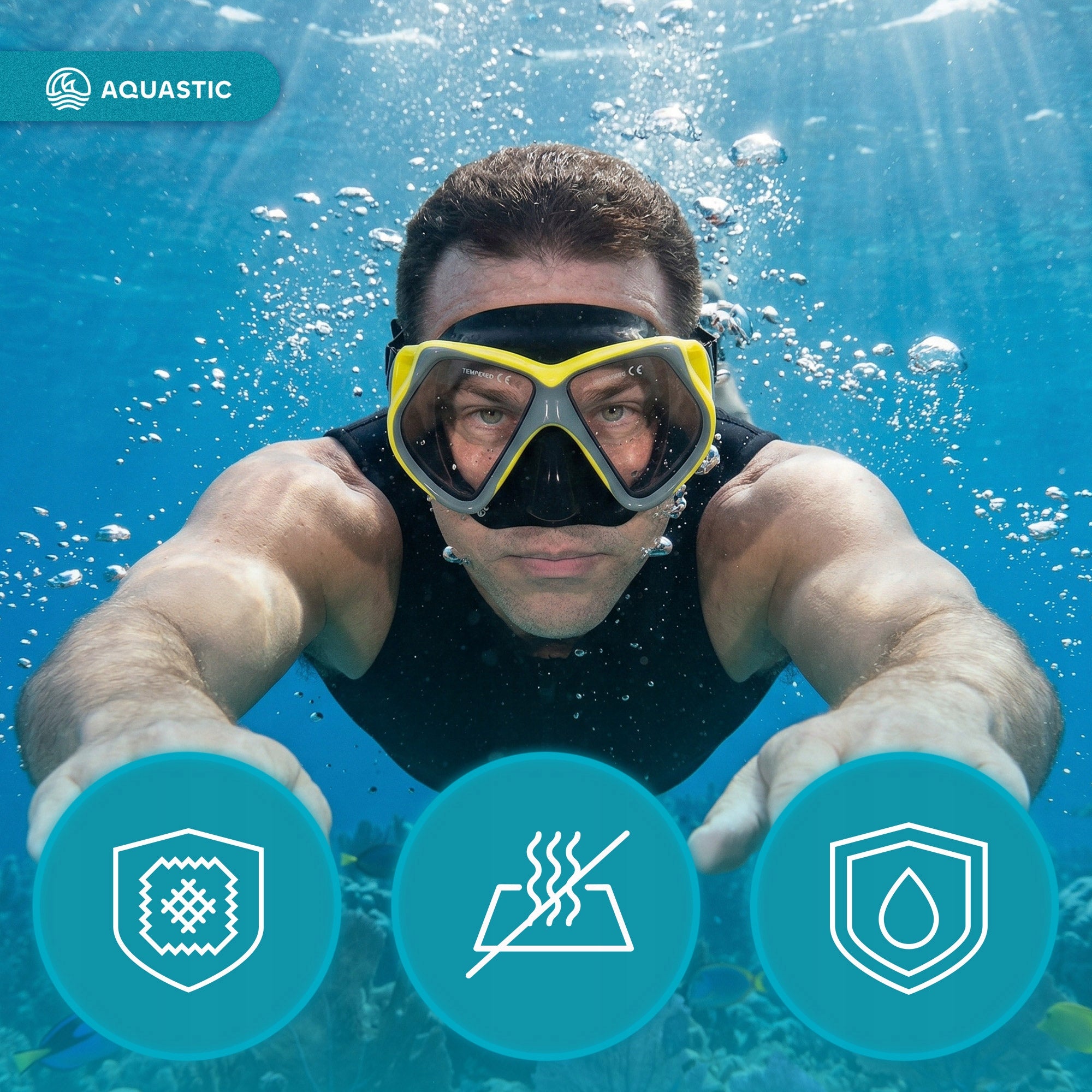Snorkeling mask AQUASTIC Shoal grey Color gray