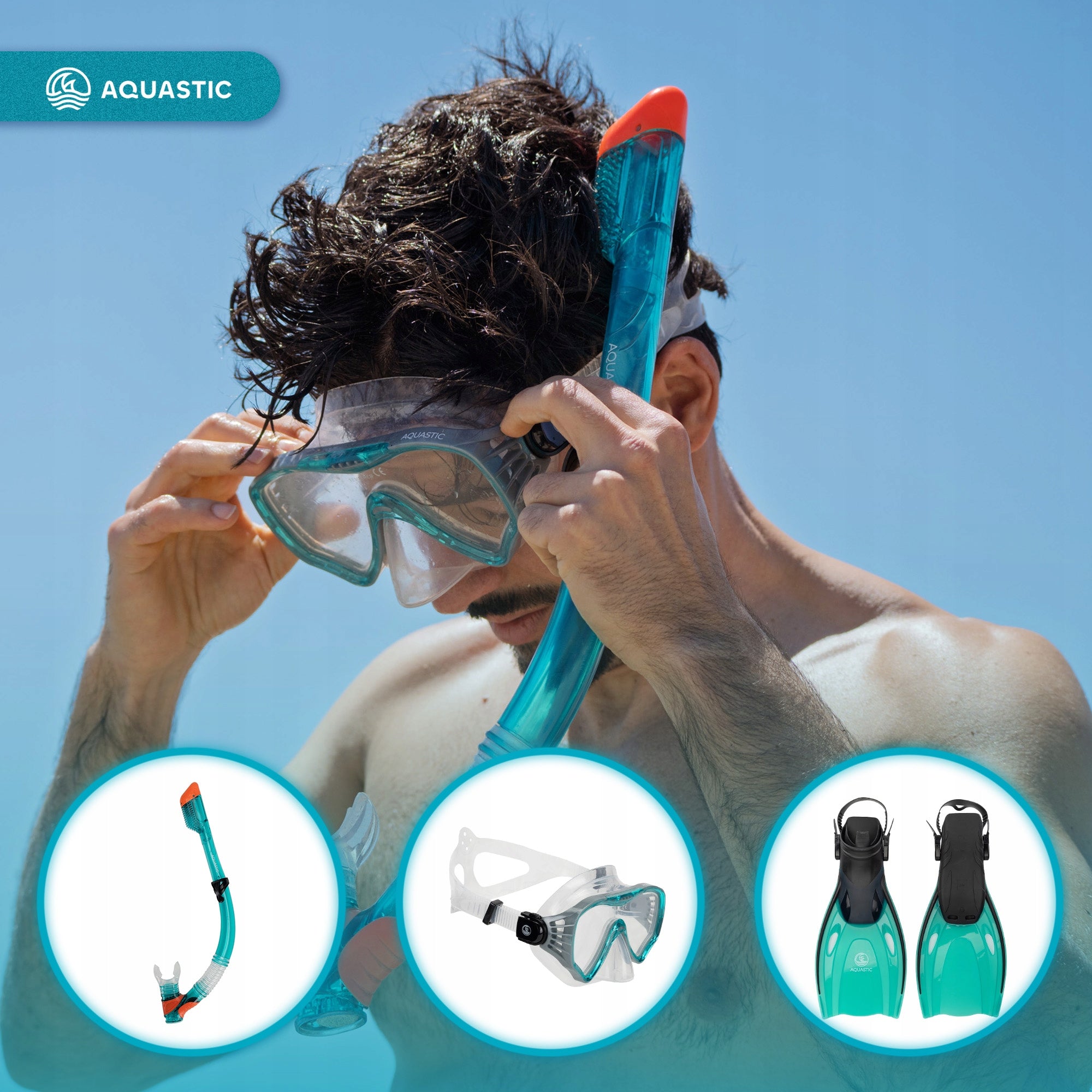 Snorkeling set AQUASTIC Jetty mask + snorkel + fins blue 38/42 Color blue