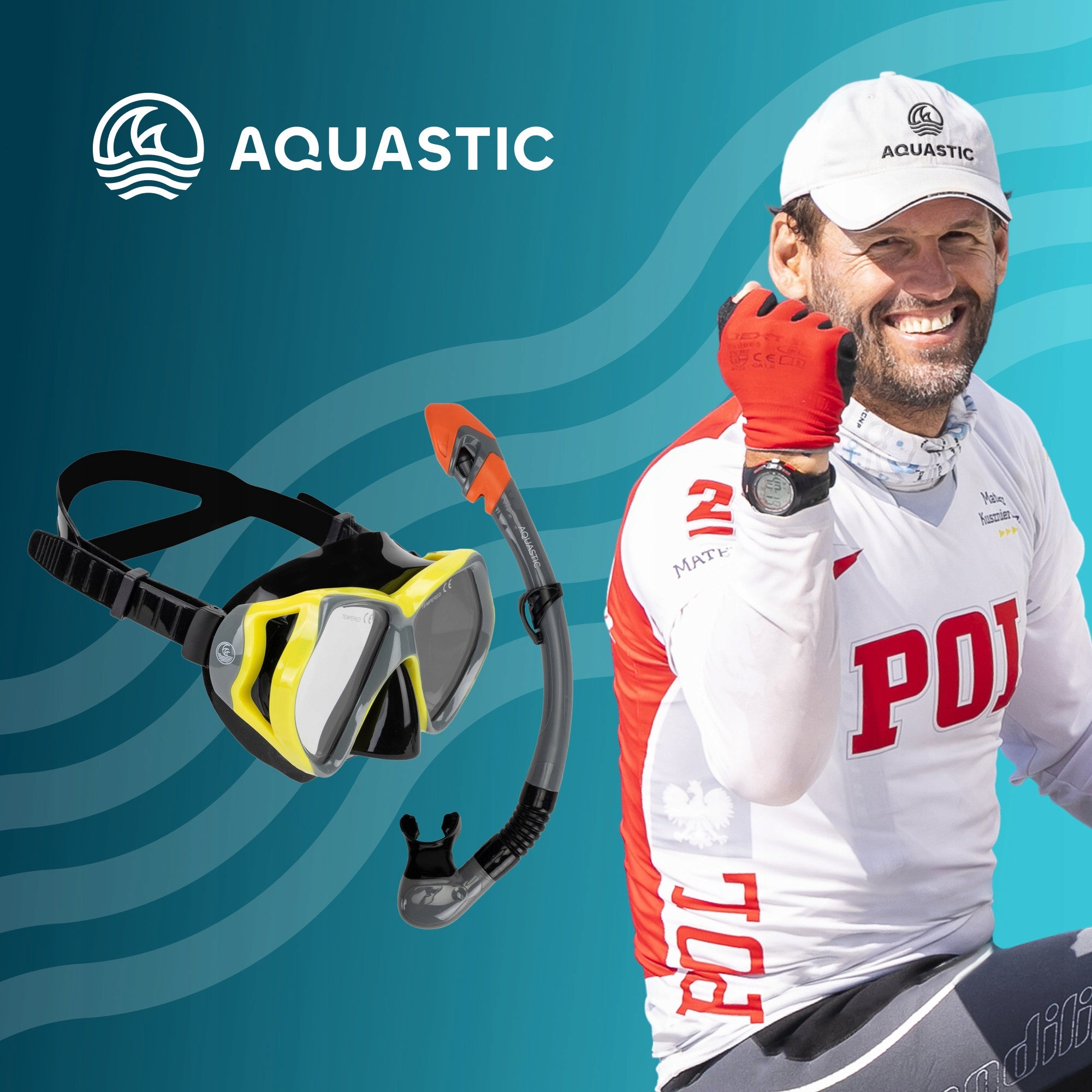 Snorkeling set AQUASTIC Shoal mask + snorkel VENT VALVE Manufacturer code Shoal AQS-B4I005-GY
