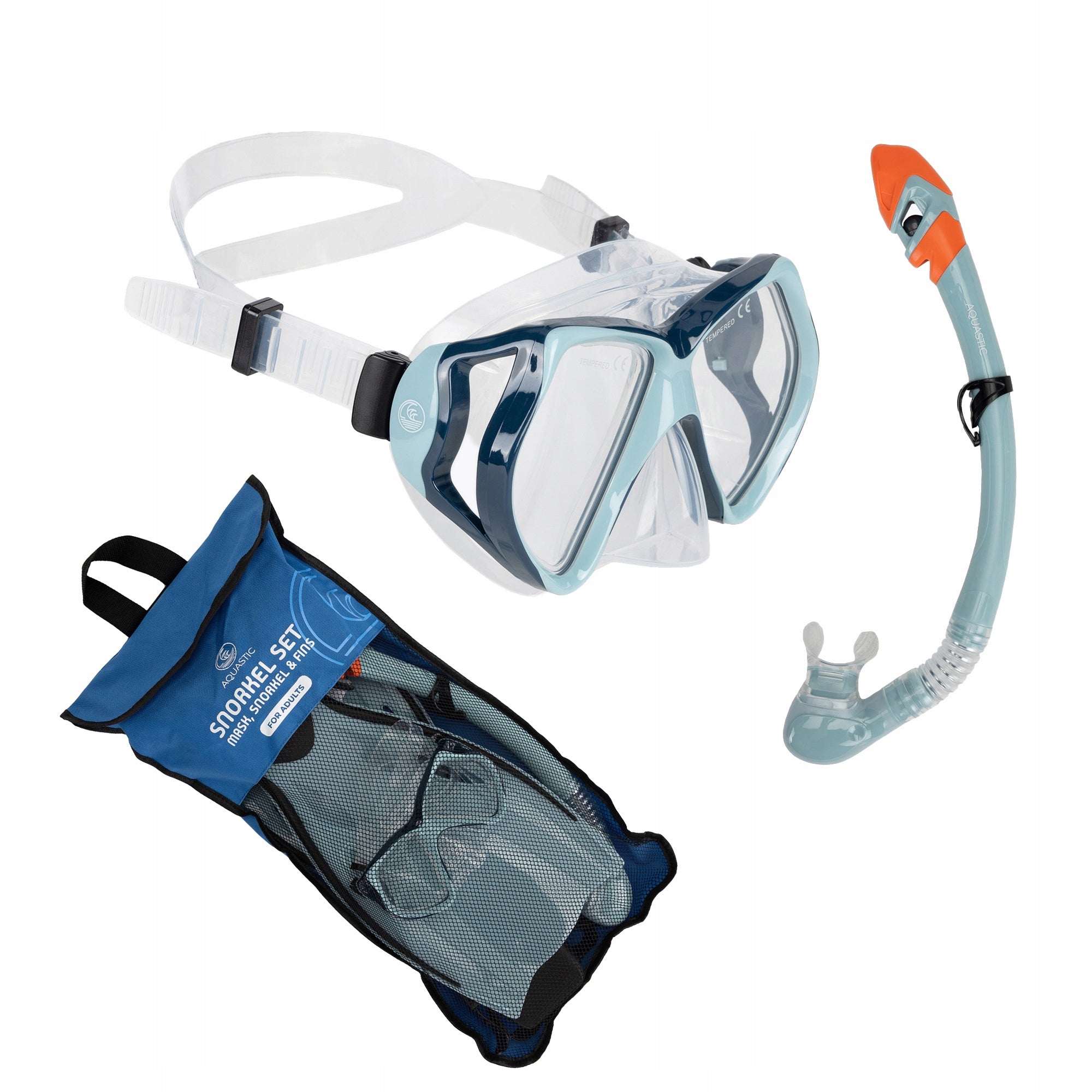 Snorkeling set AQUASTIC Shoal mask + snorkel + fins blue 38/42