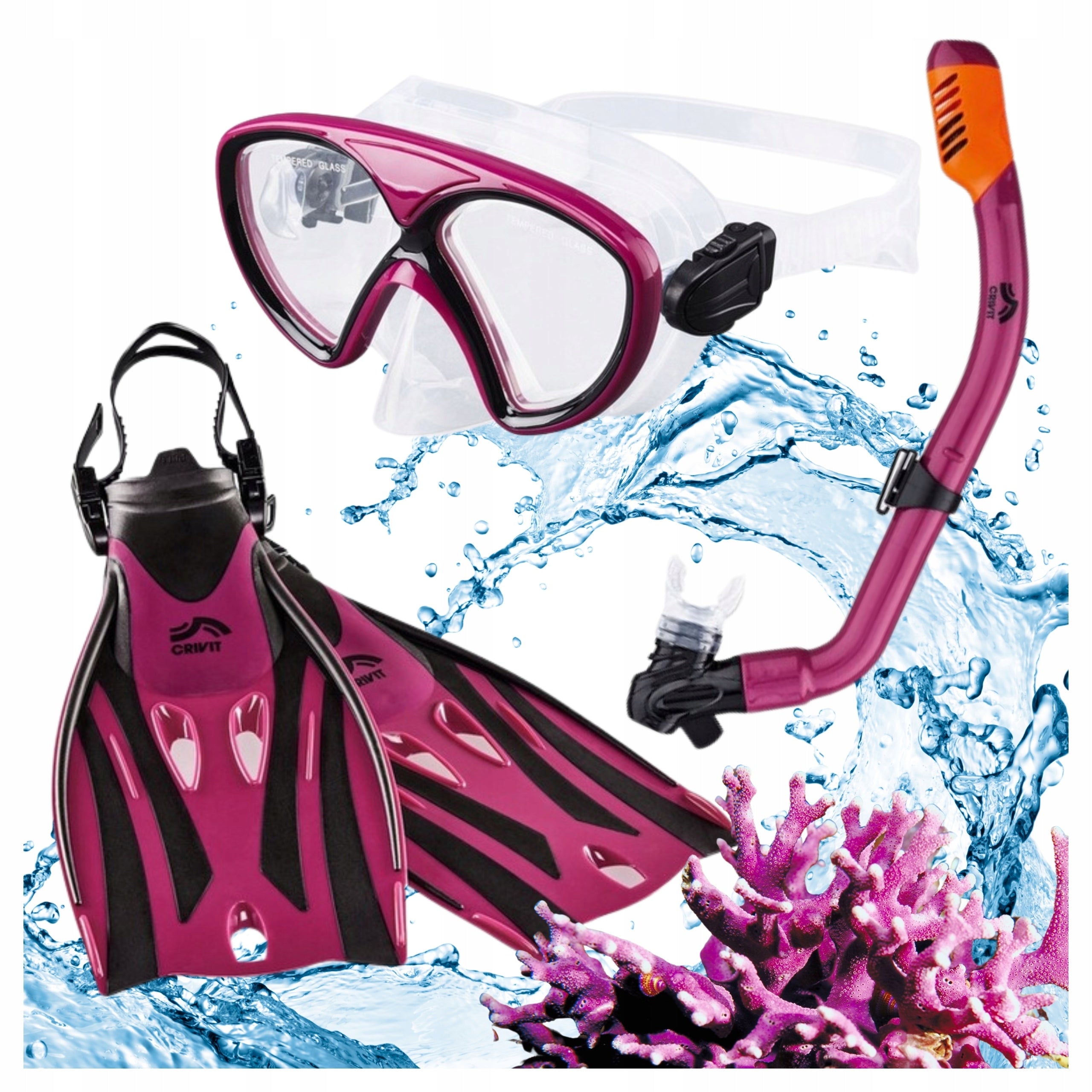 Snorkeling set CRIVIT pink for girls size S