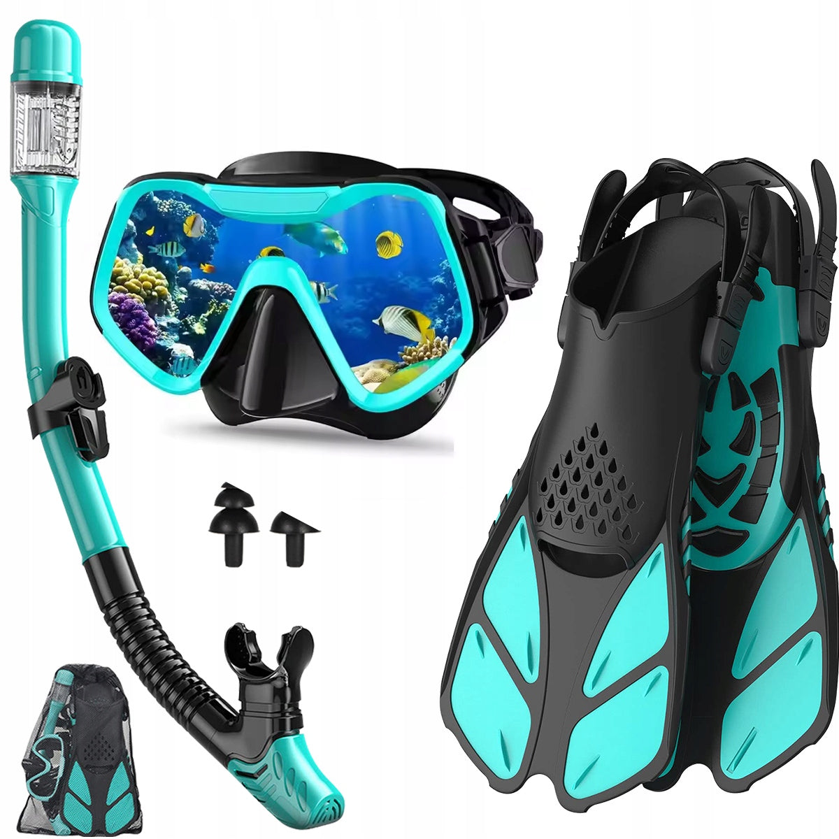 Snorkeling set mask + snorkel + fins ML/XL