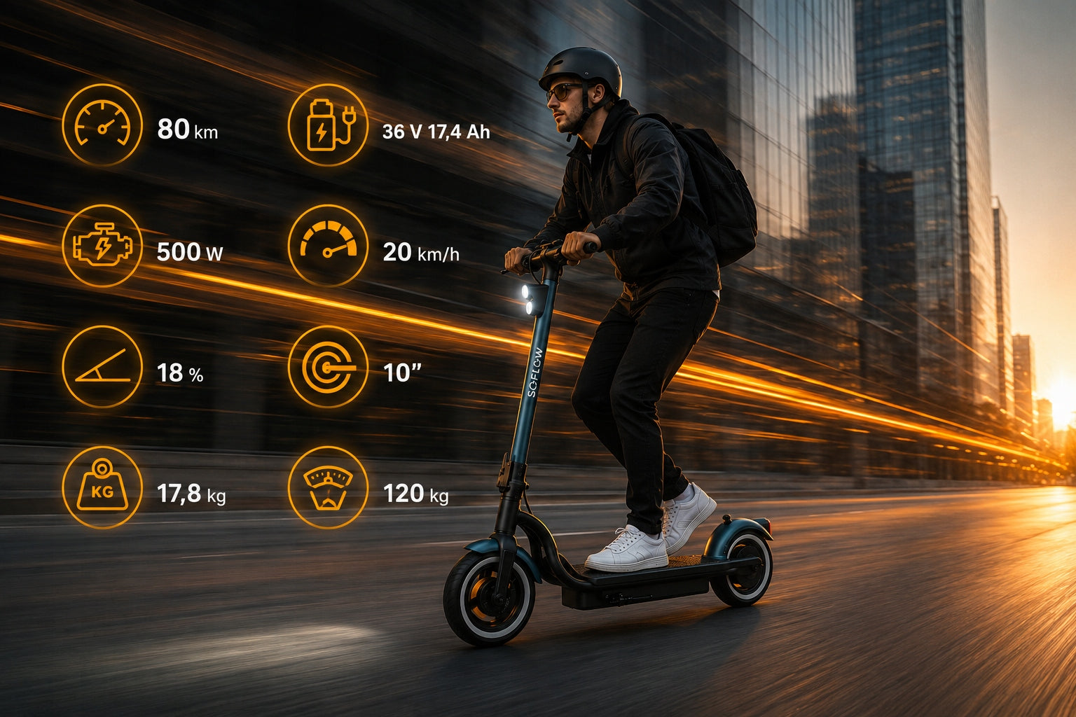 So!Flow SO2 AIR MAX Electric scooter 500W 20km/h NFC 80km blue Color blue