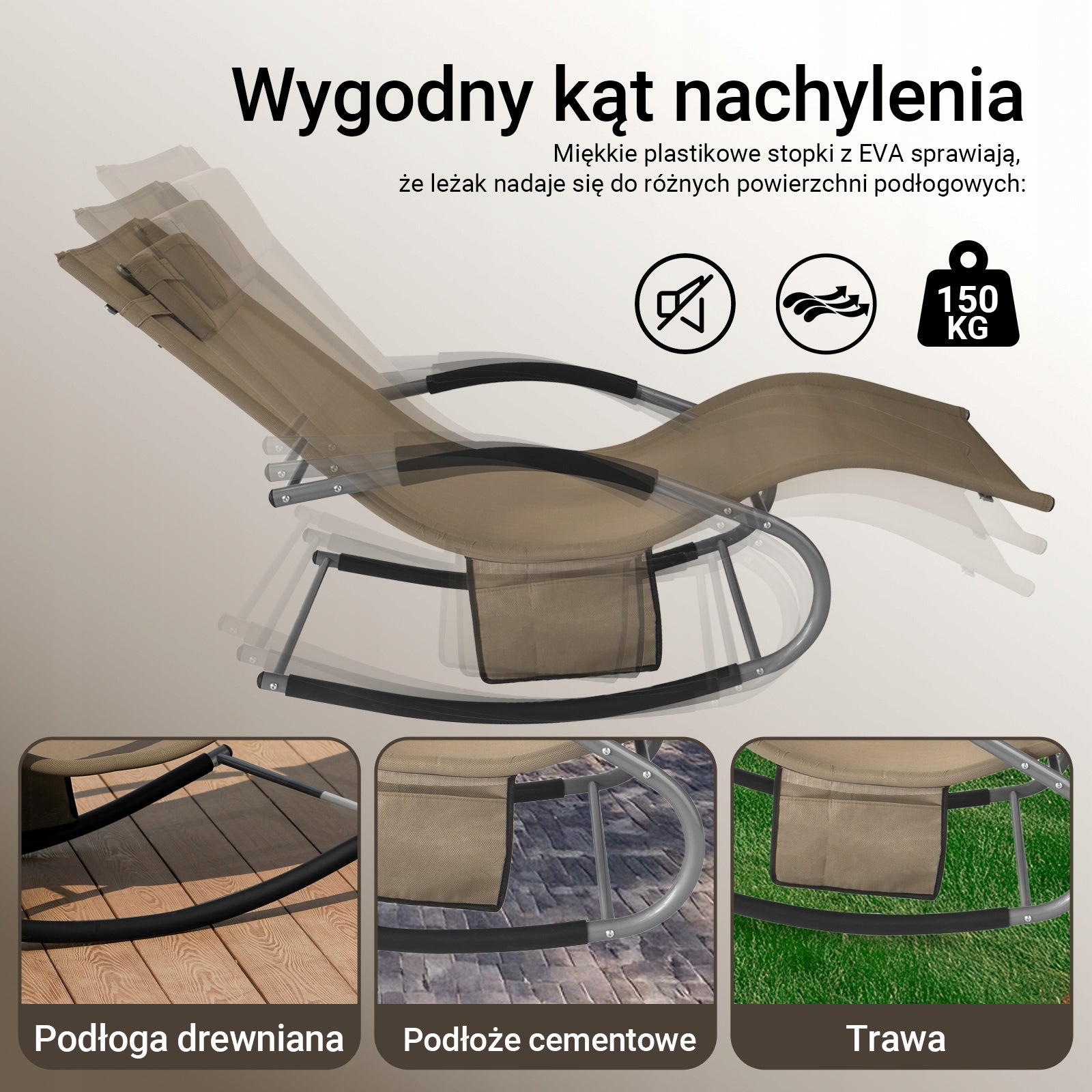 SoBuy Outdoor Garden Rocking Sun Lounger OGS28-BR Color beige