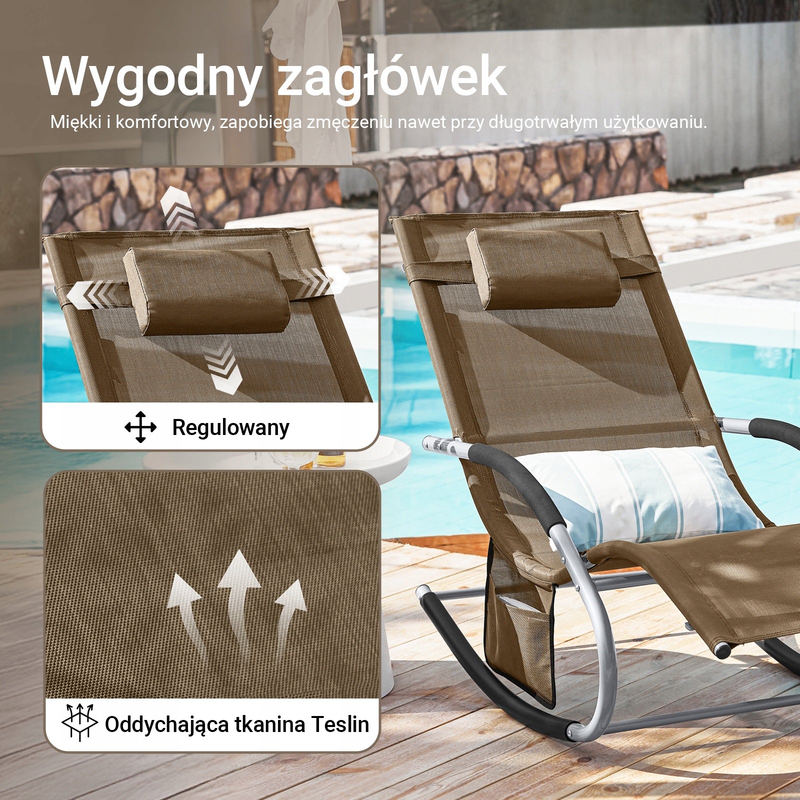 SoBuy Outdoor Garden Rocking Sun Lounger OGS28-BR Kind sunbed