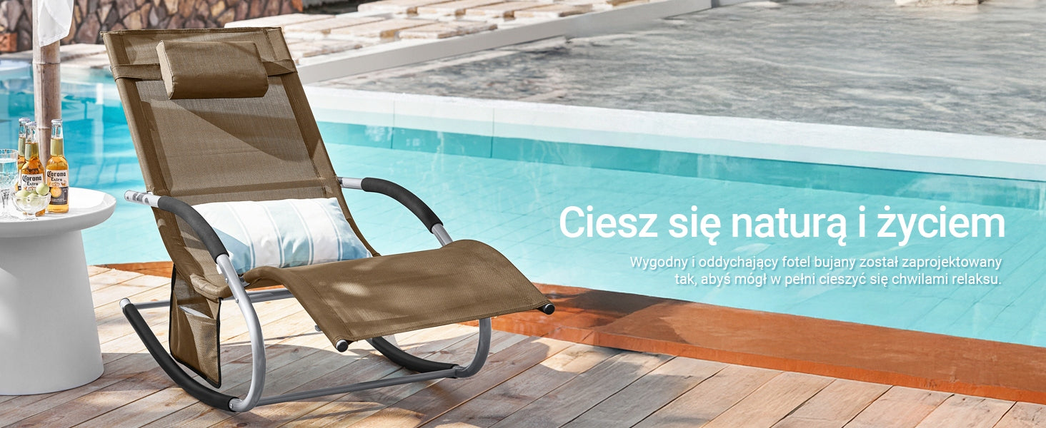SoBuy Outdoor Garden Rocking Sun Lounger OGS28-BR Model OGS28-BR