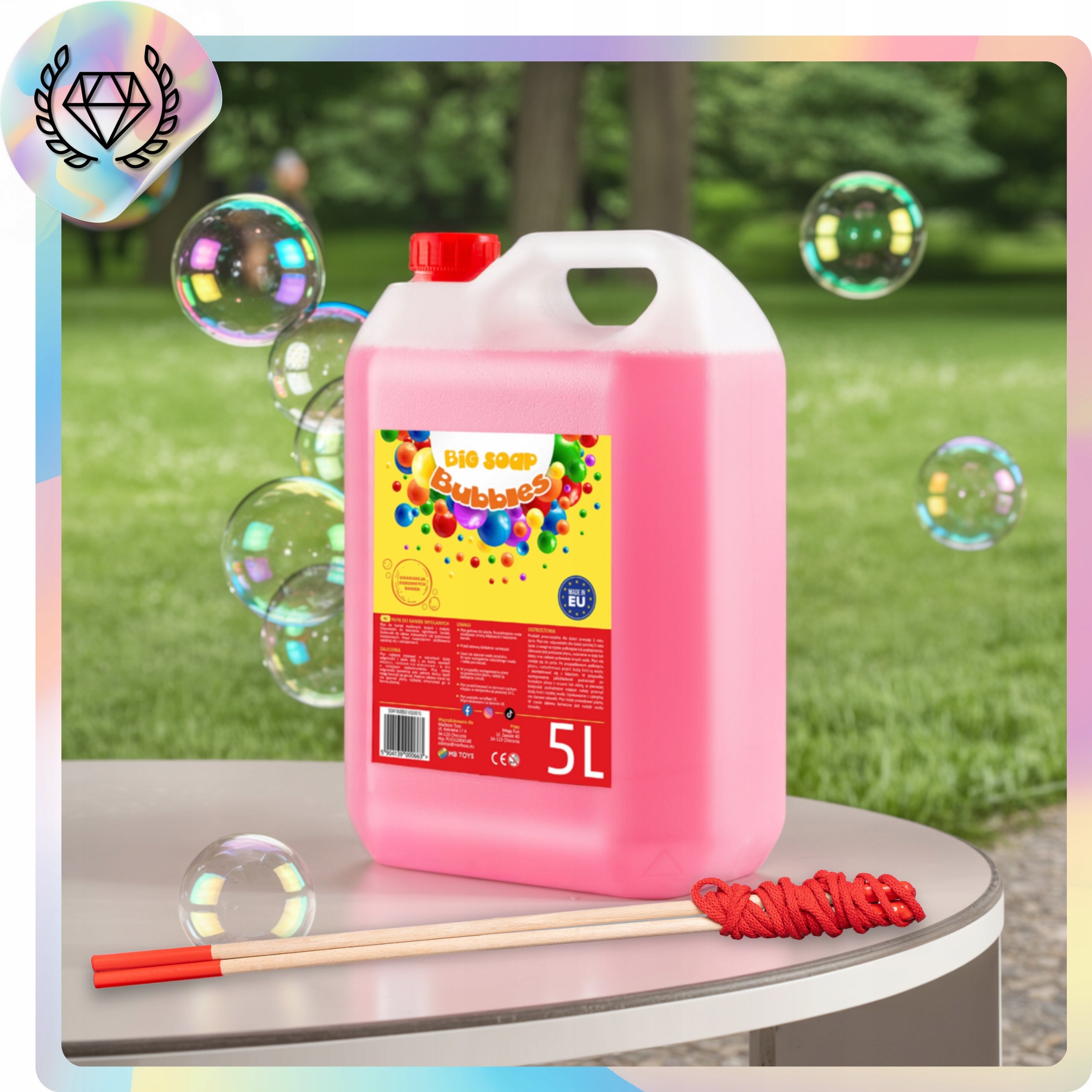 Soap Bubble Liquid 5L + 1 Stick Drawstring Set Large Soap Bubbles EAN (GTIN) 5904139002902